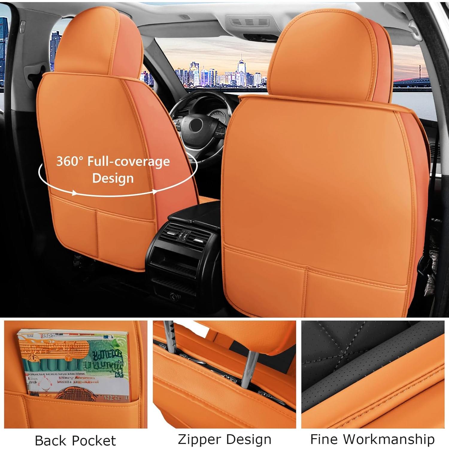 Funda de Asientos de Cuero OTOEZ Universal Negro y Naranja