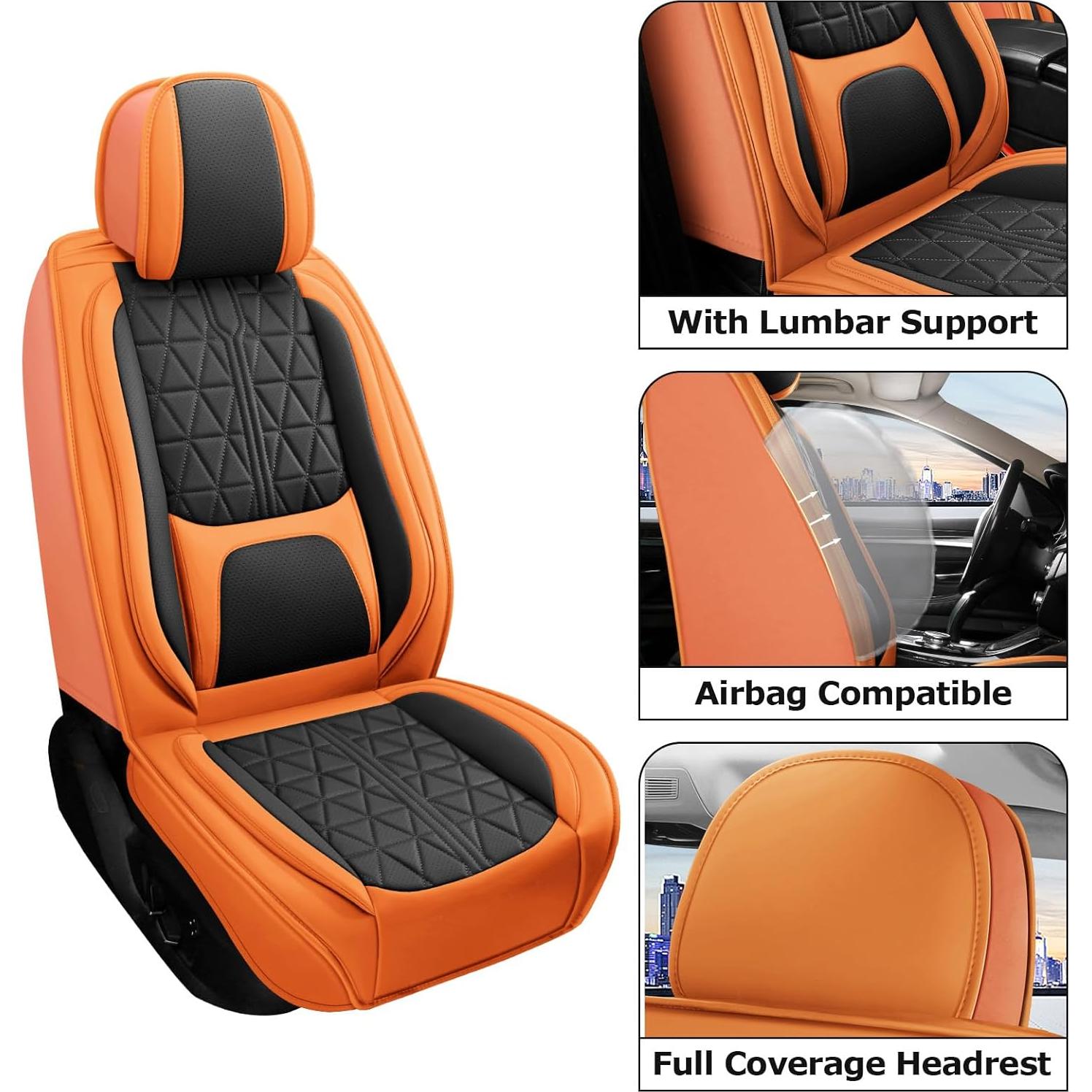 Funda de Asientos de Cuero OTOEZ Universal Negro y Naranja