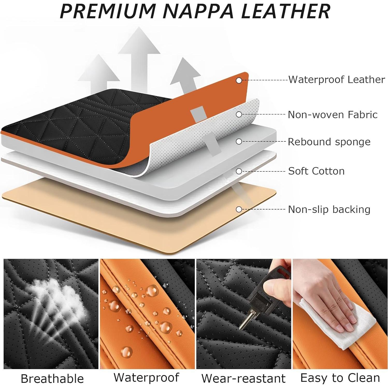 Funda de Asientos de Cuero OTOEZ Universal Negro y Naranja