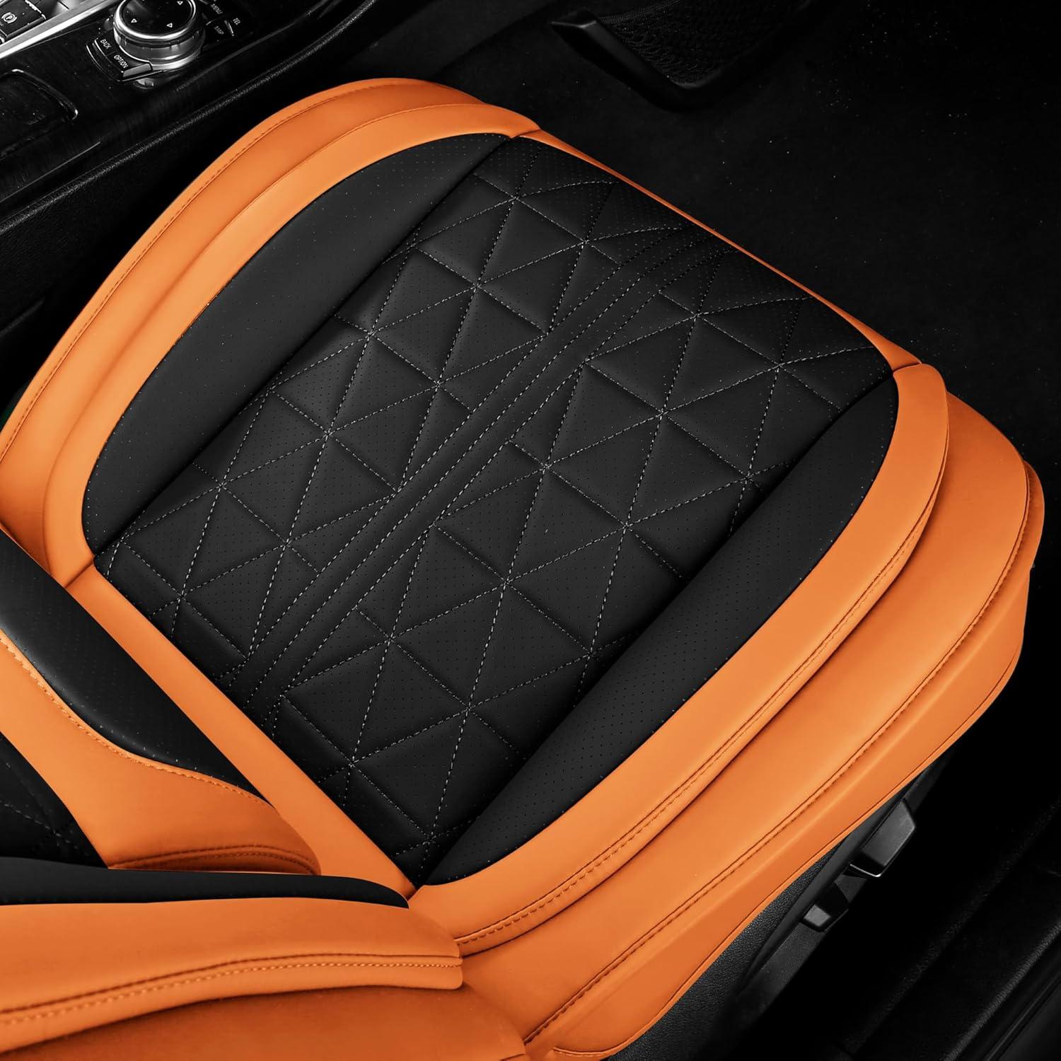 Funda de Asientos de Cuero OTOEZ Universal Negro y Naranja