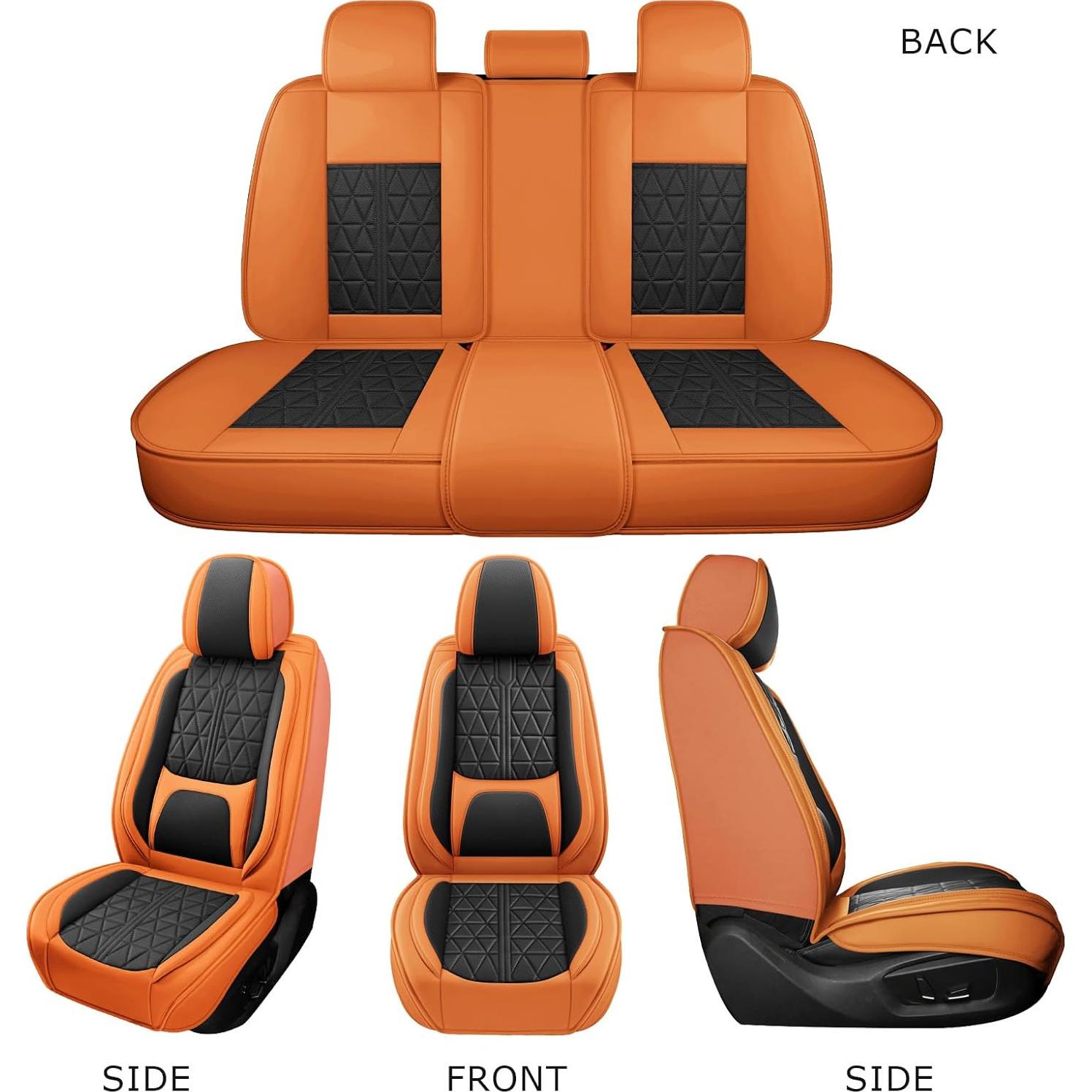 Funda de Asientos de Cuero OTOEZ Universal Negro y Naranja