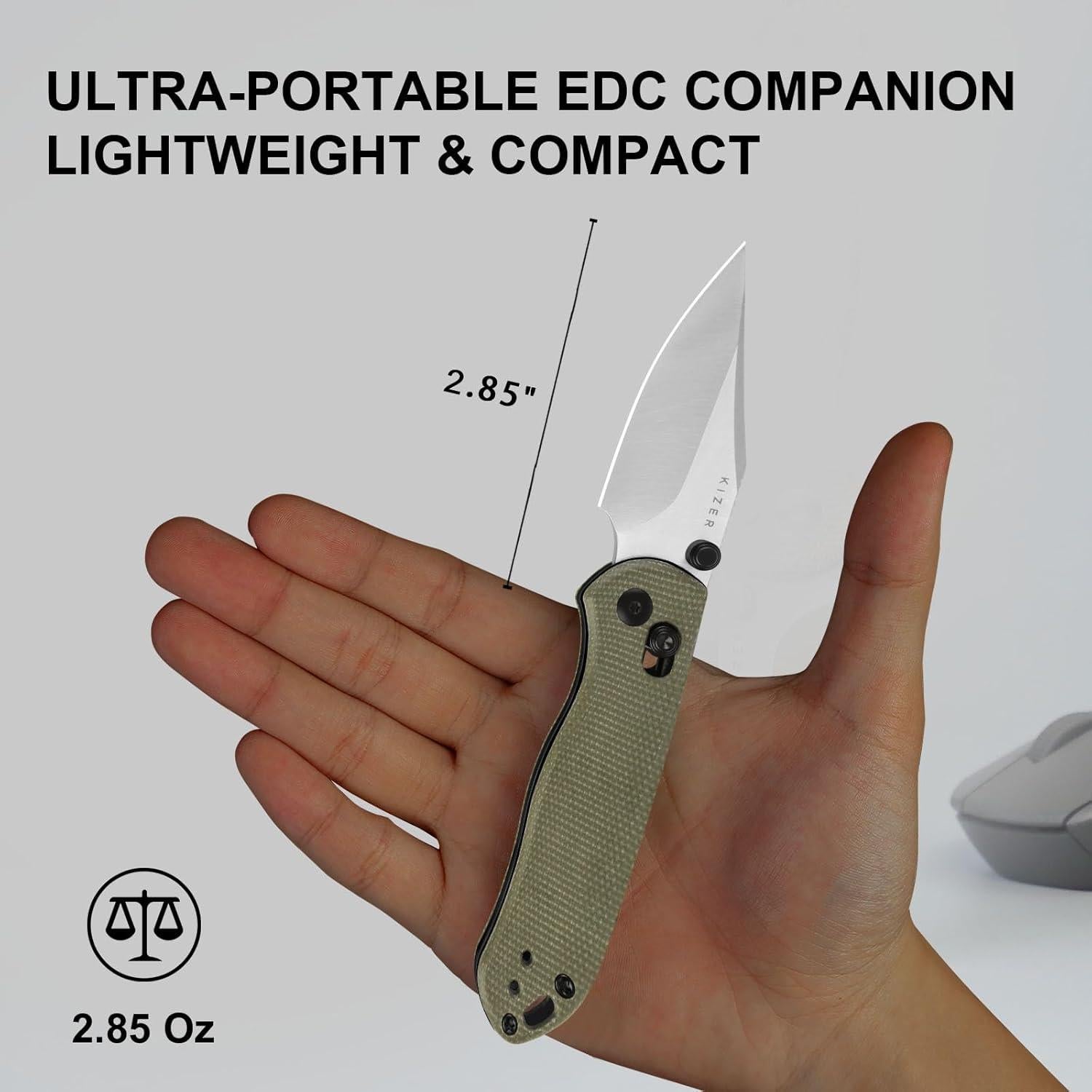 Cuchillo de Bolsillo Kizer Drop Bear 2 7.24 cm Nitro-V Micarta Verde