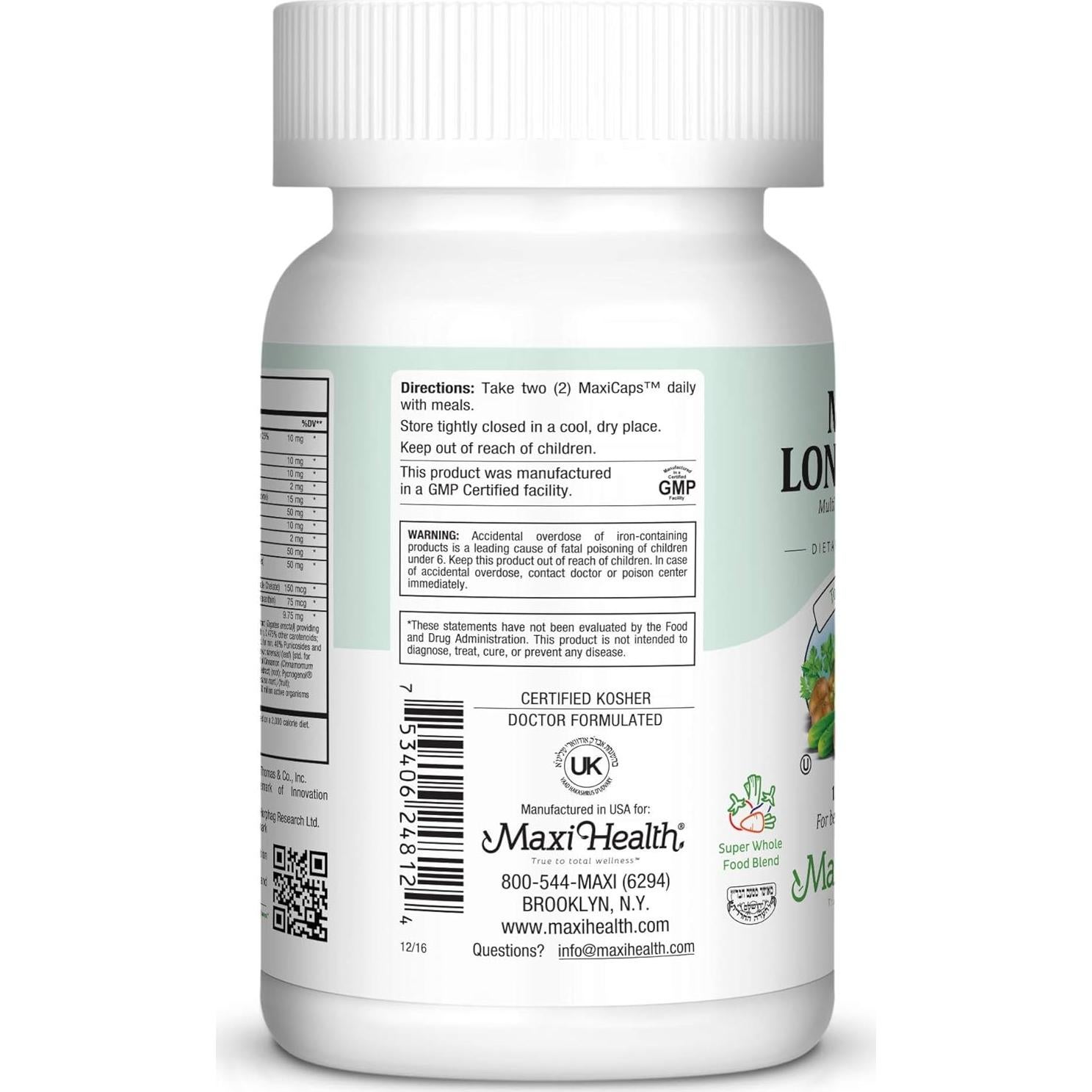 Multivitamina para Hombres 50+ Maxi Health 120 Cápsulas