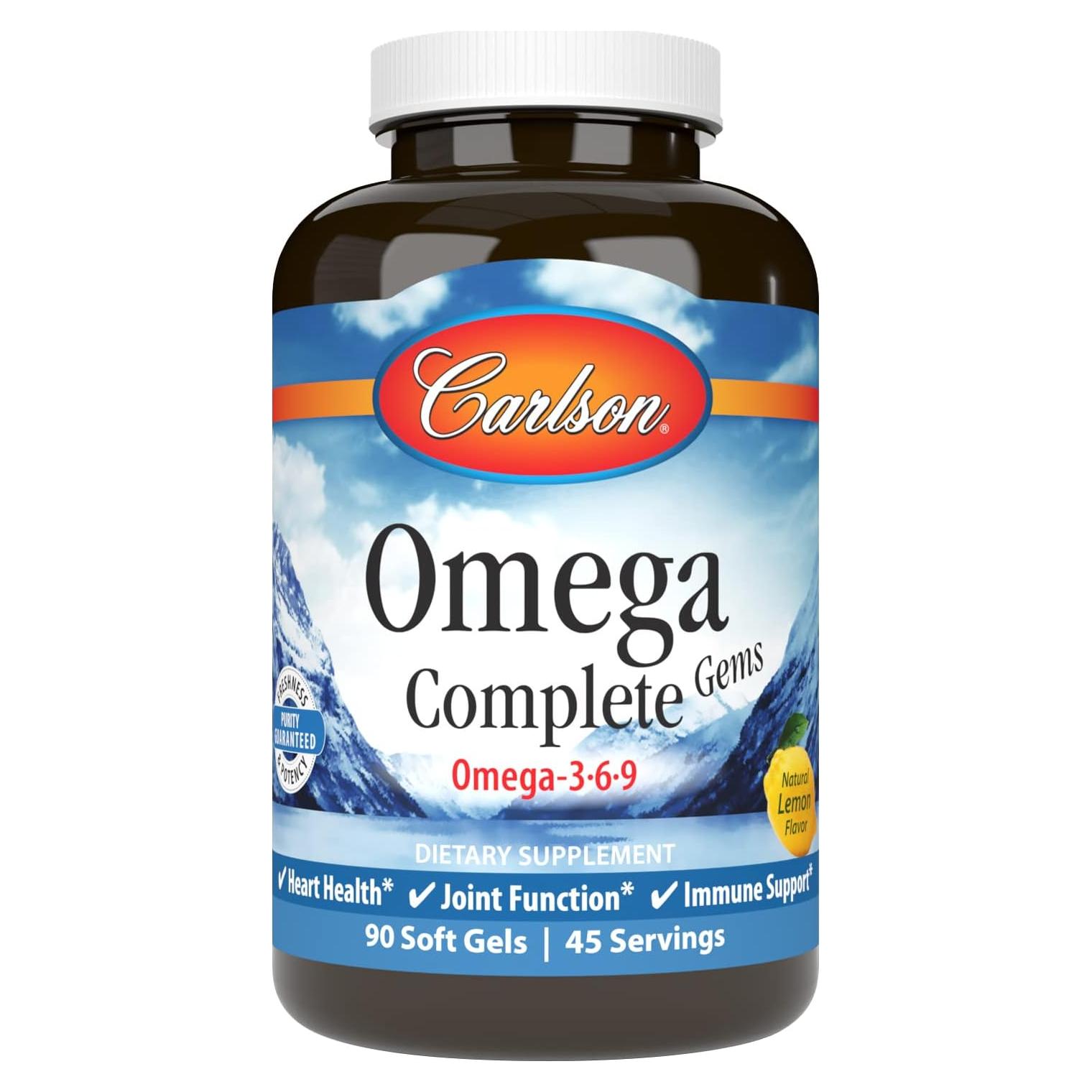 Suplemento Omega-3-6-9 Carlson, 90 Gelatinas blandas, Salud del corazón