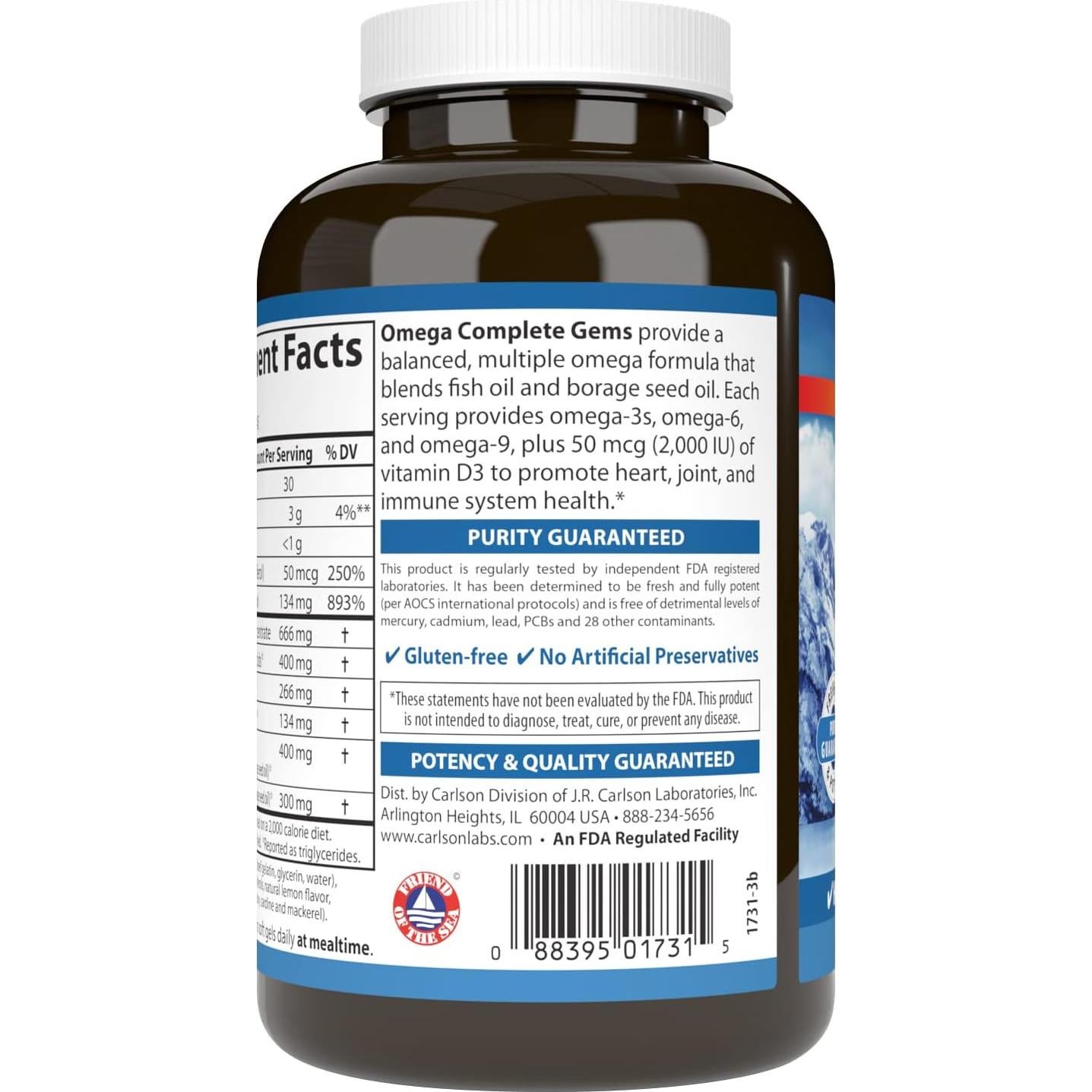 Suplemento Omega-3-6-9 Carlson, 90 Gelatinas blandas, Salud del corazón