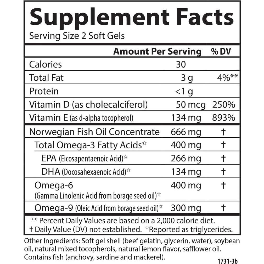 Suplemento Omega-3-6-9 Carlson, 90 Gelatinas blandas, Salud del corazón