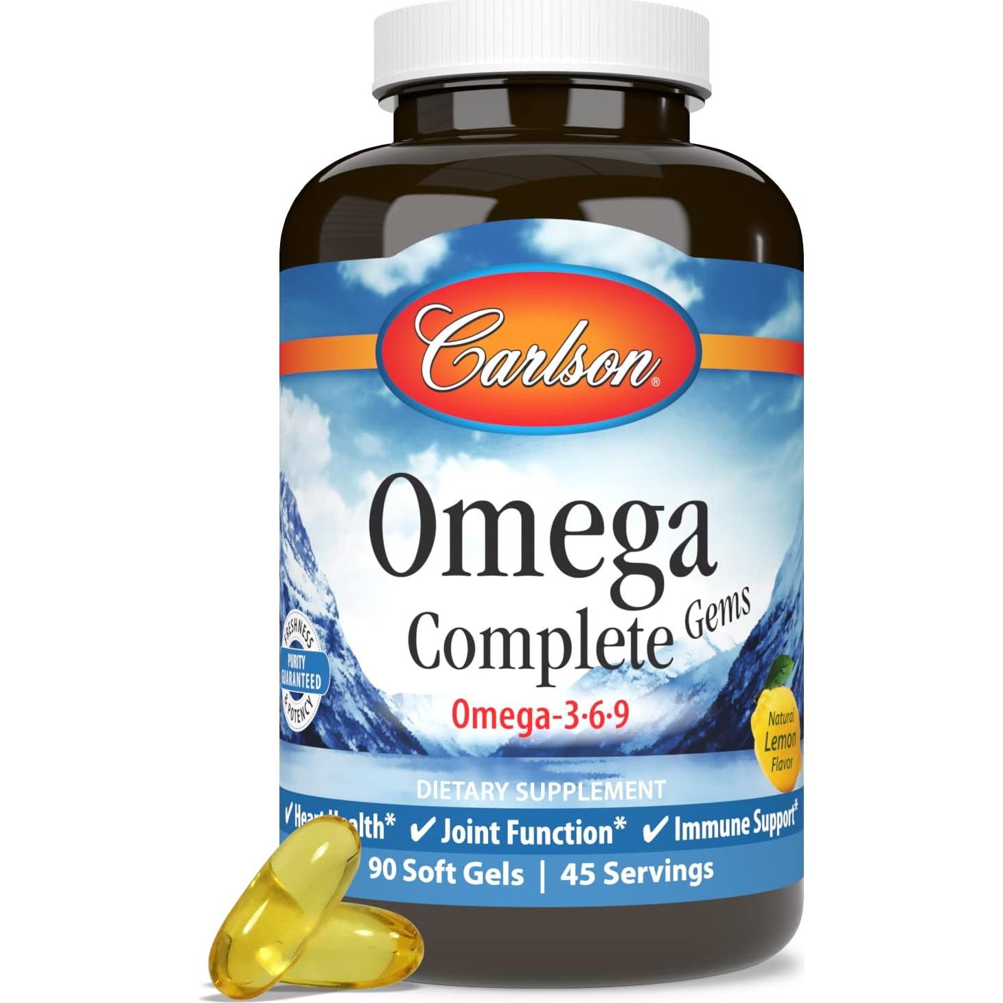 Suplemento Omega-3-6-9 Carlson, 90 Gelatinas blandas, Salud del corazón