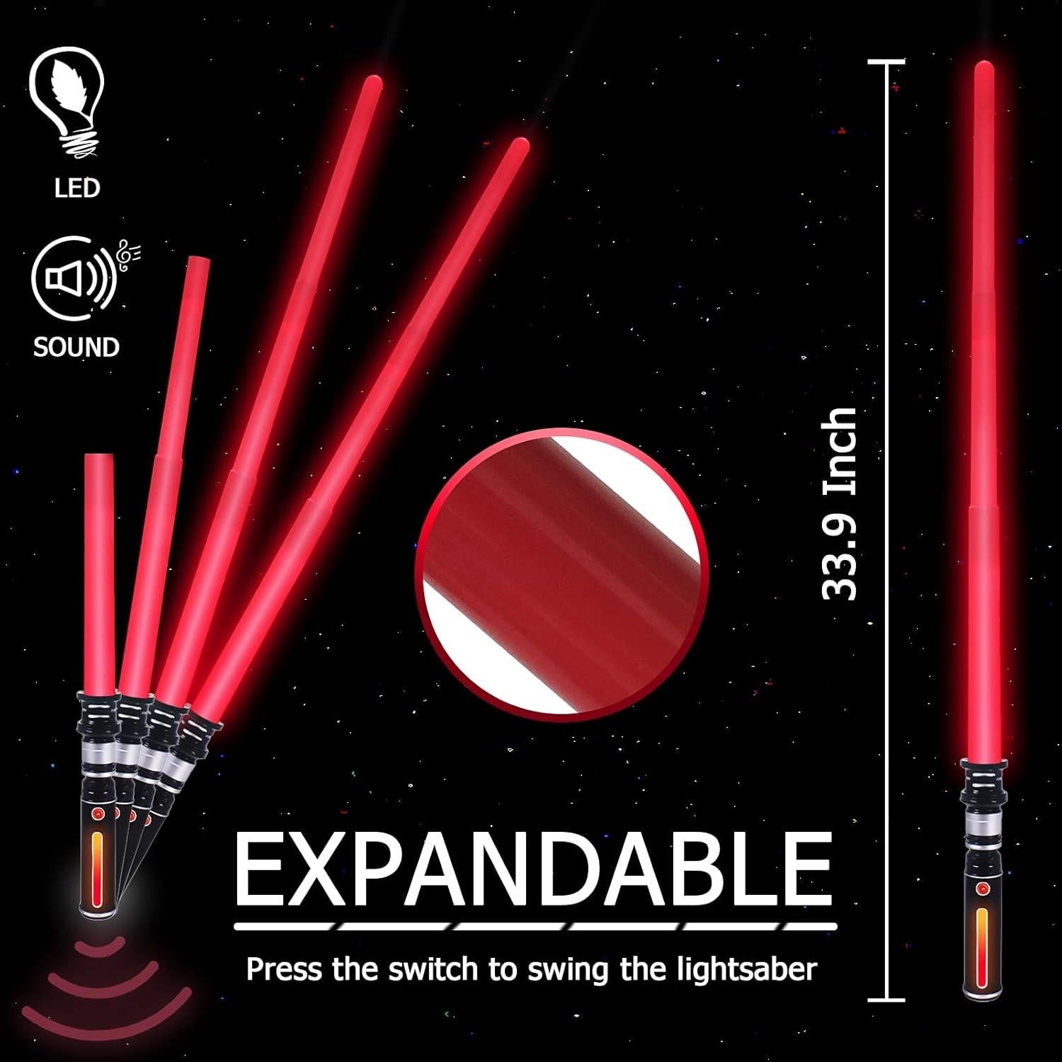 Sable Iluminado LED MIWIND 43 cm con Sonido para Niños