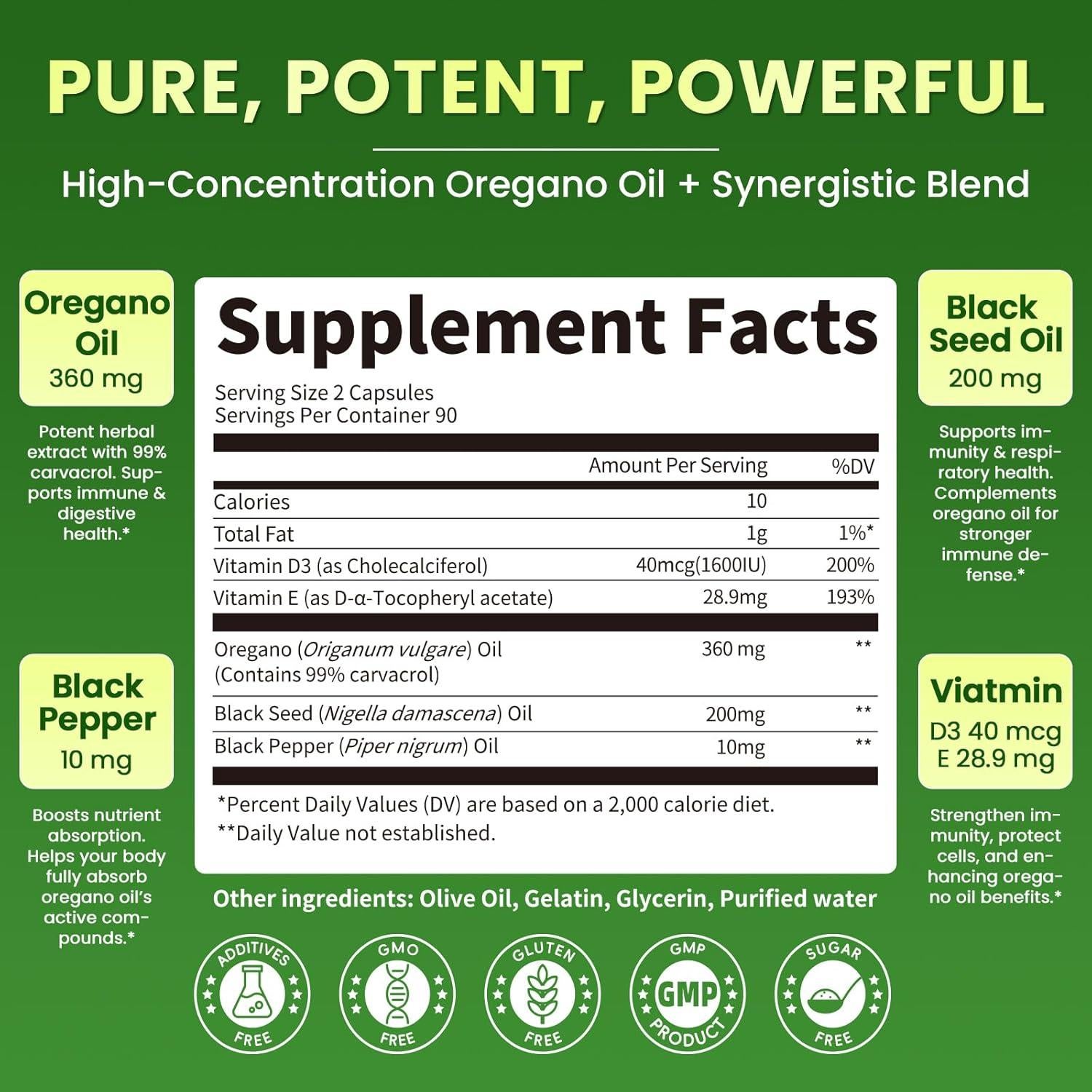 Cápsulas de Aceite de Orégano Orgánico Lukaree 180 Unidades