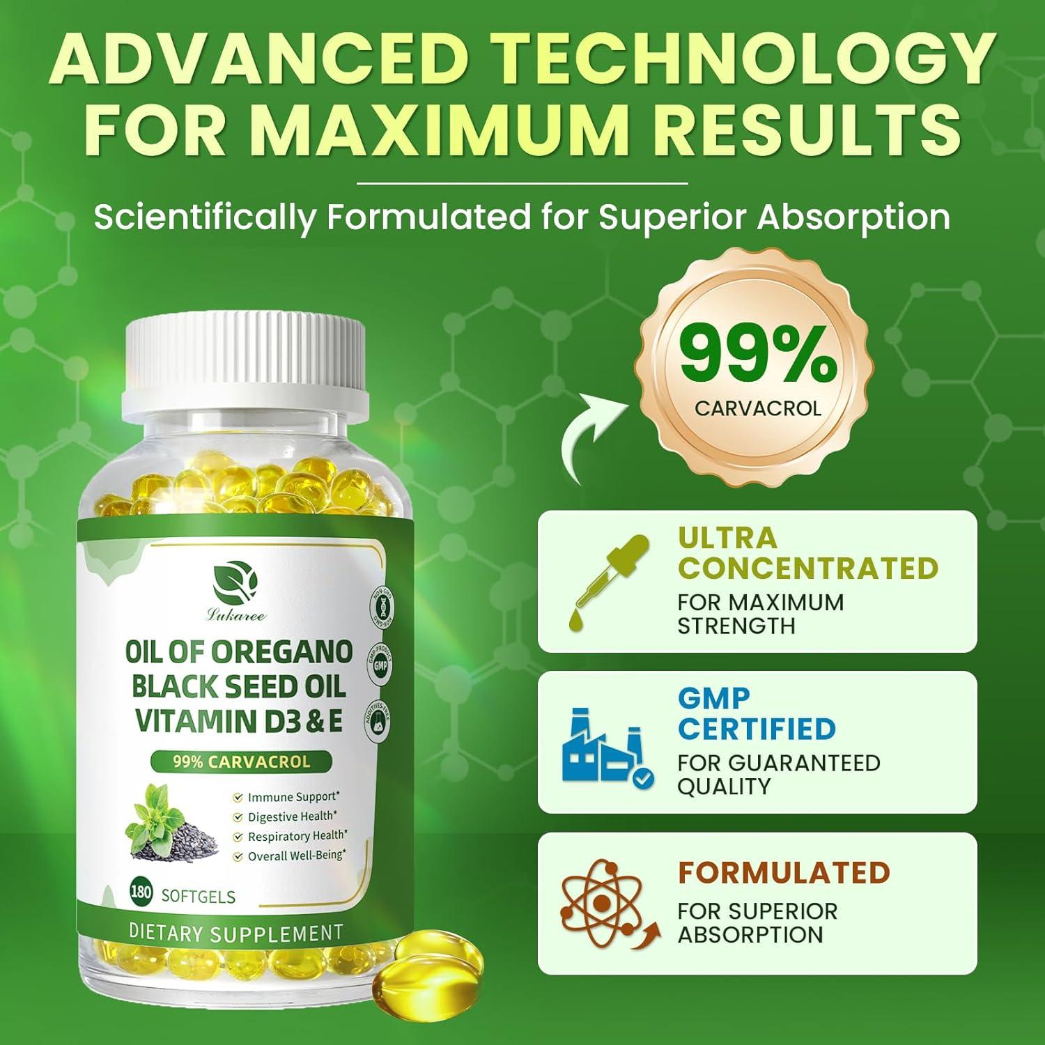 Cápsulas de Aceite de Orégano Orgánico Lukaree 180 Unidades