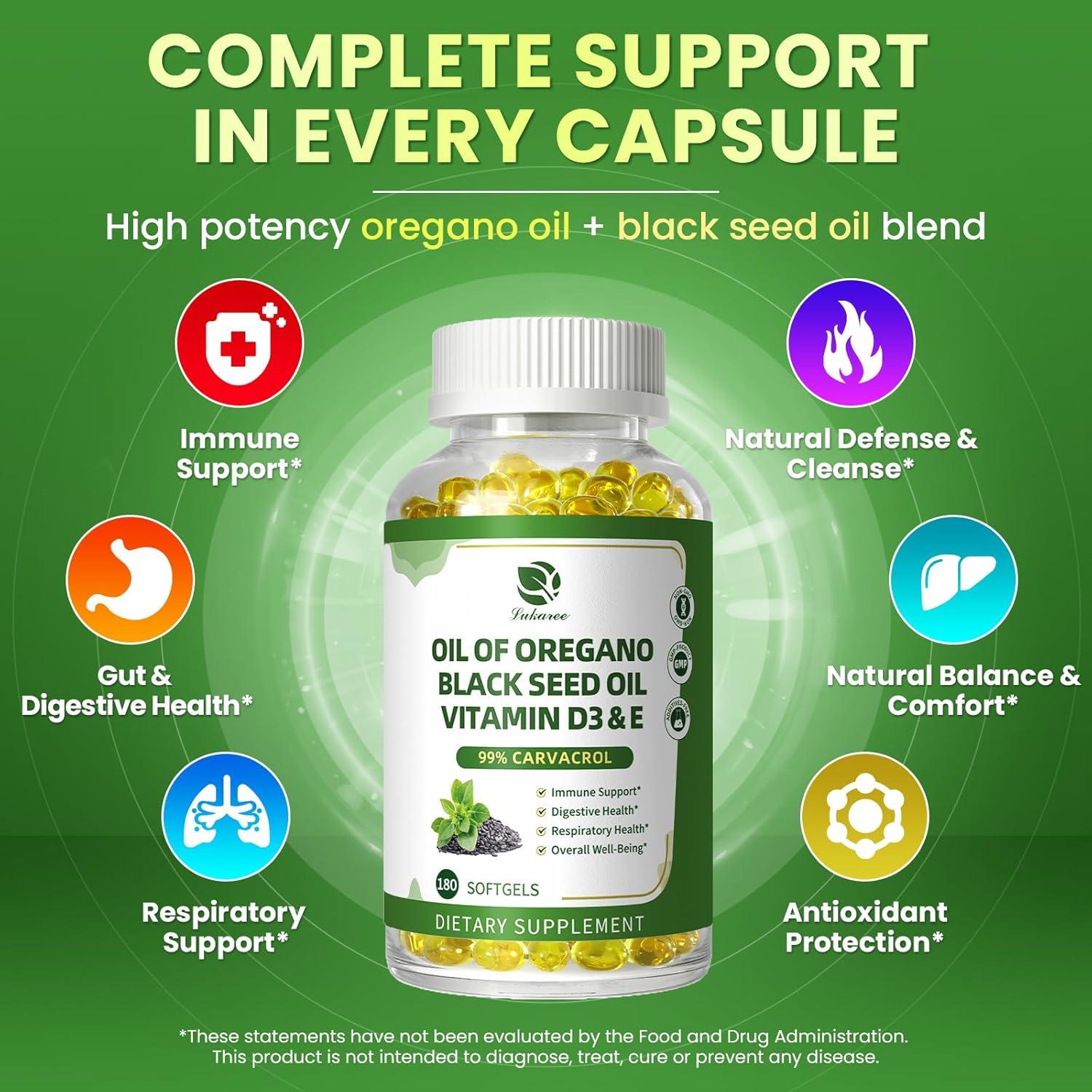 Cápsulas de Aceite de Orégano Orgánico Lukaree 180 Unidades