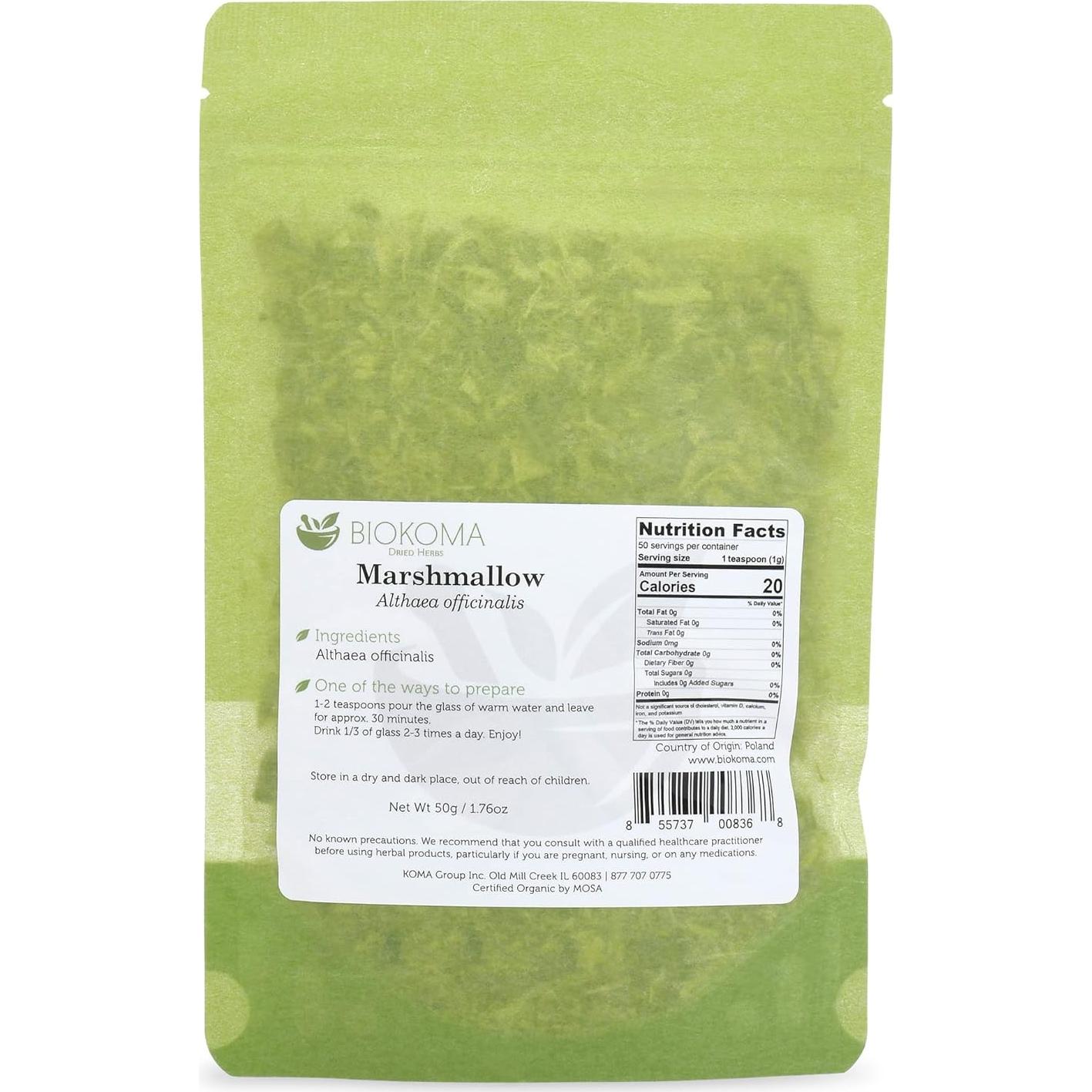 Raíz de Malvavisco Seco Biokoma 50g - Té Herbal Natural Kosher