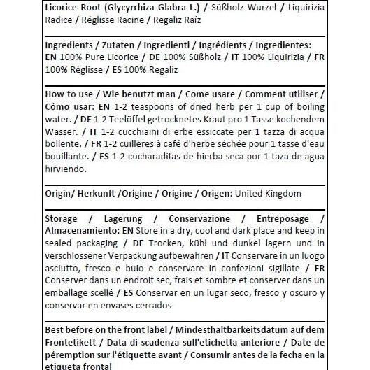 Raíz de Regaliz Orgánica Shender Group 50g - Pura y Natural