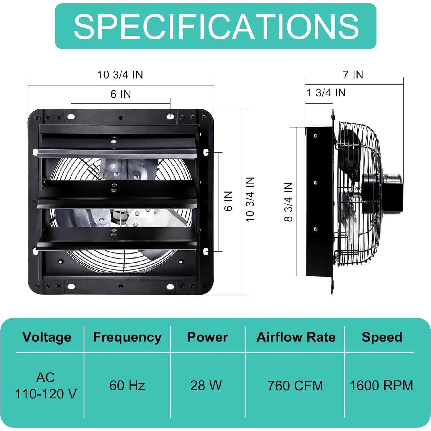 Ventilador de Escape Hipoilk 7" con Motor de Cobre 760 CFM
