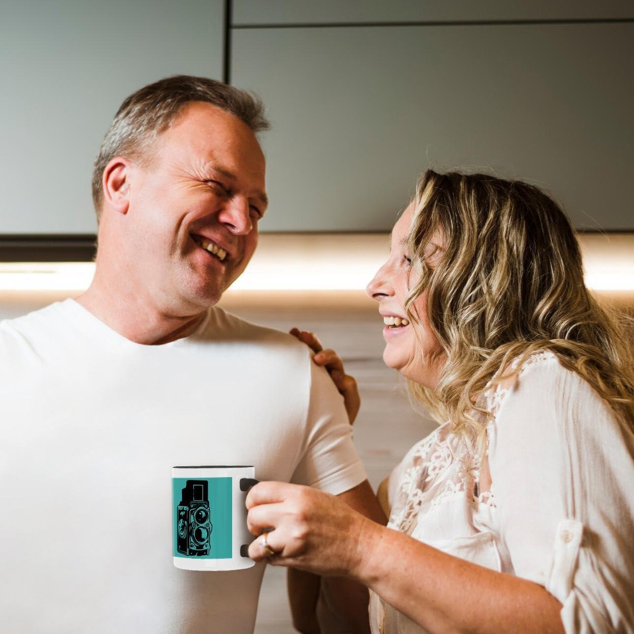 Taza de cerámica 3dRose 11 oz cámara vintage TLR negra