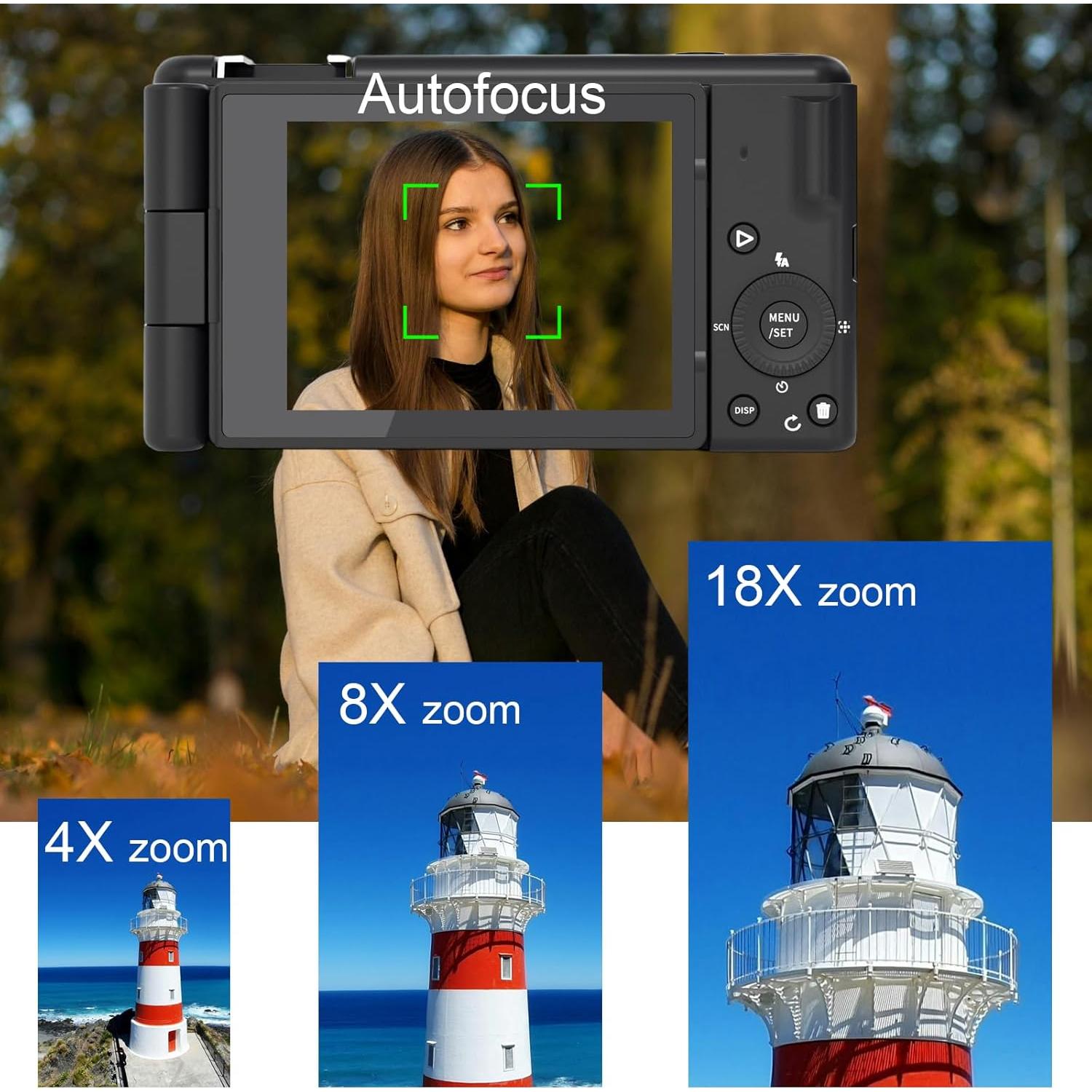 Cámara Digital 5K Lenofocus DC103 80MP Zoom 18X Pantalla Flip