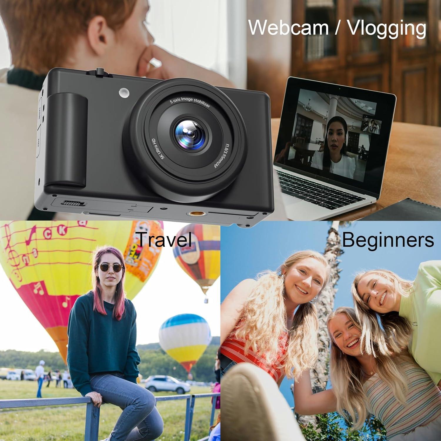 Cámara Digital 5K Lenofocus DC103 80MP Zoom 18X Pantalla Flip