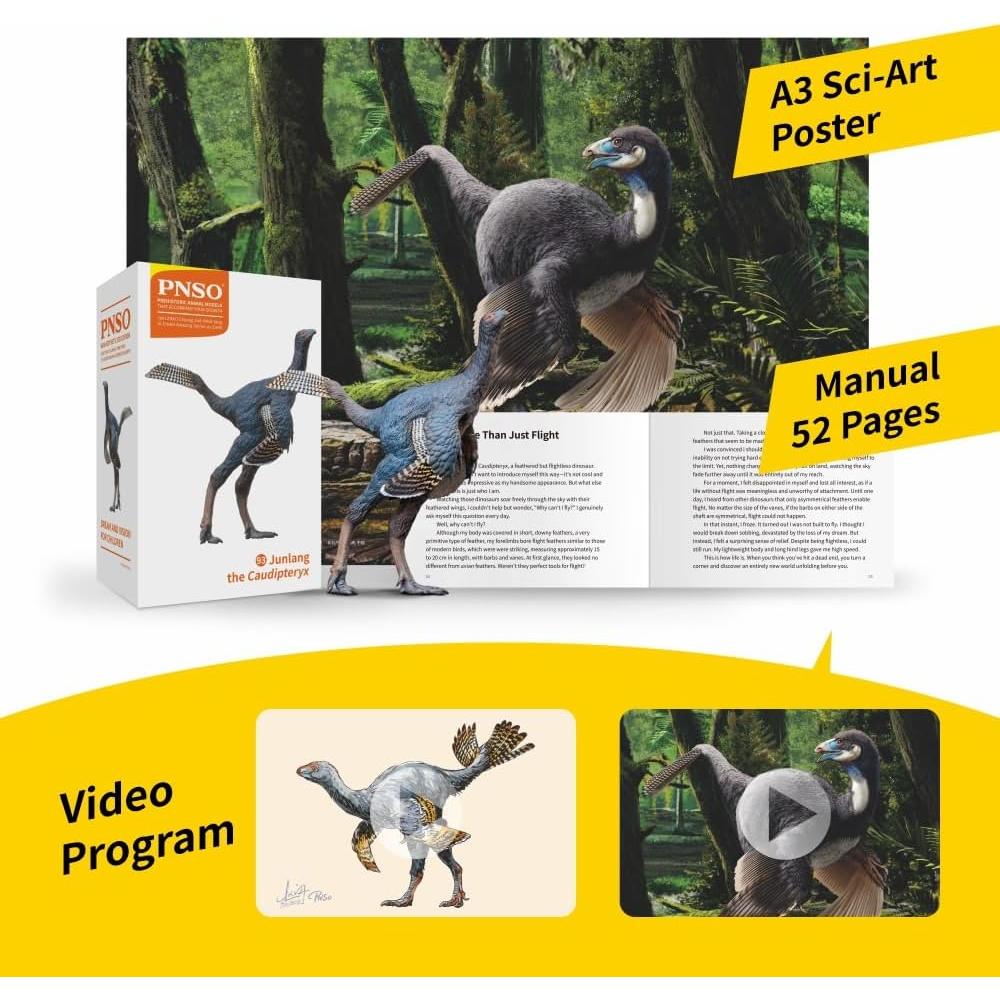 Modelo de Dinosaurio Caudipteryx PNSO 20 cm Detallado