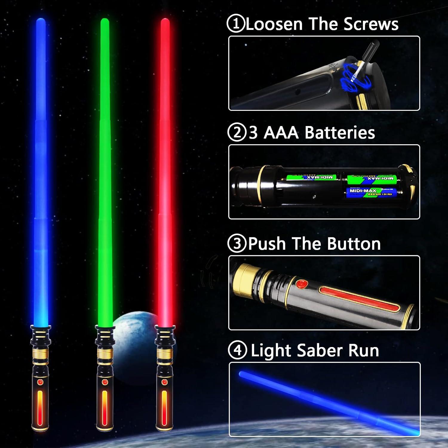 Sable de Luz MIWIND 3 Colores LED Expandible para Niños