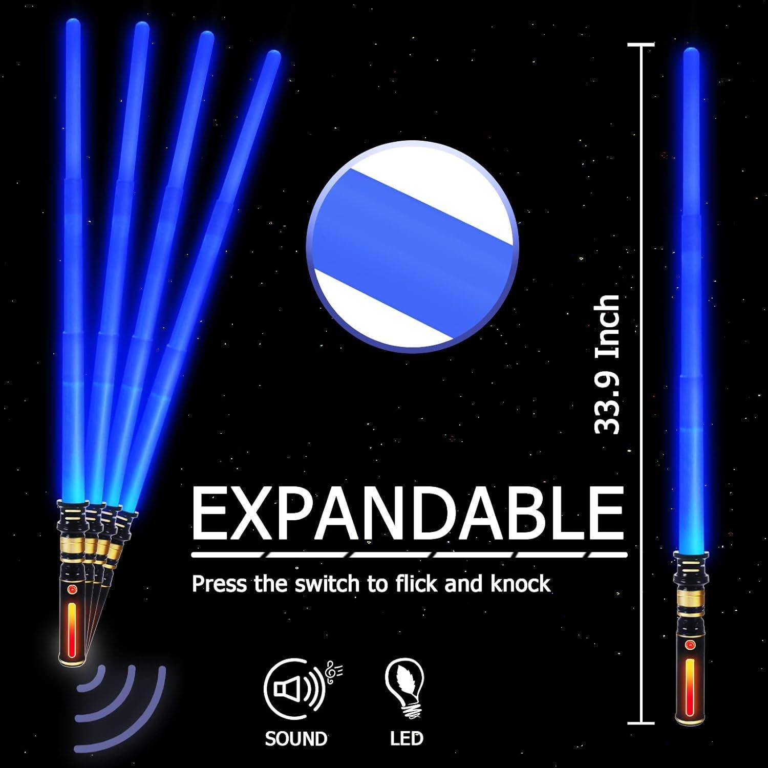 Sable de Luz MIWIND 3 Colores LED Expandible para Niños