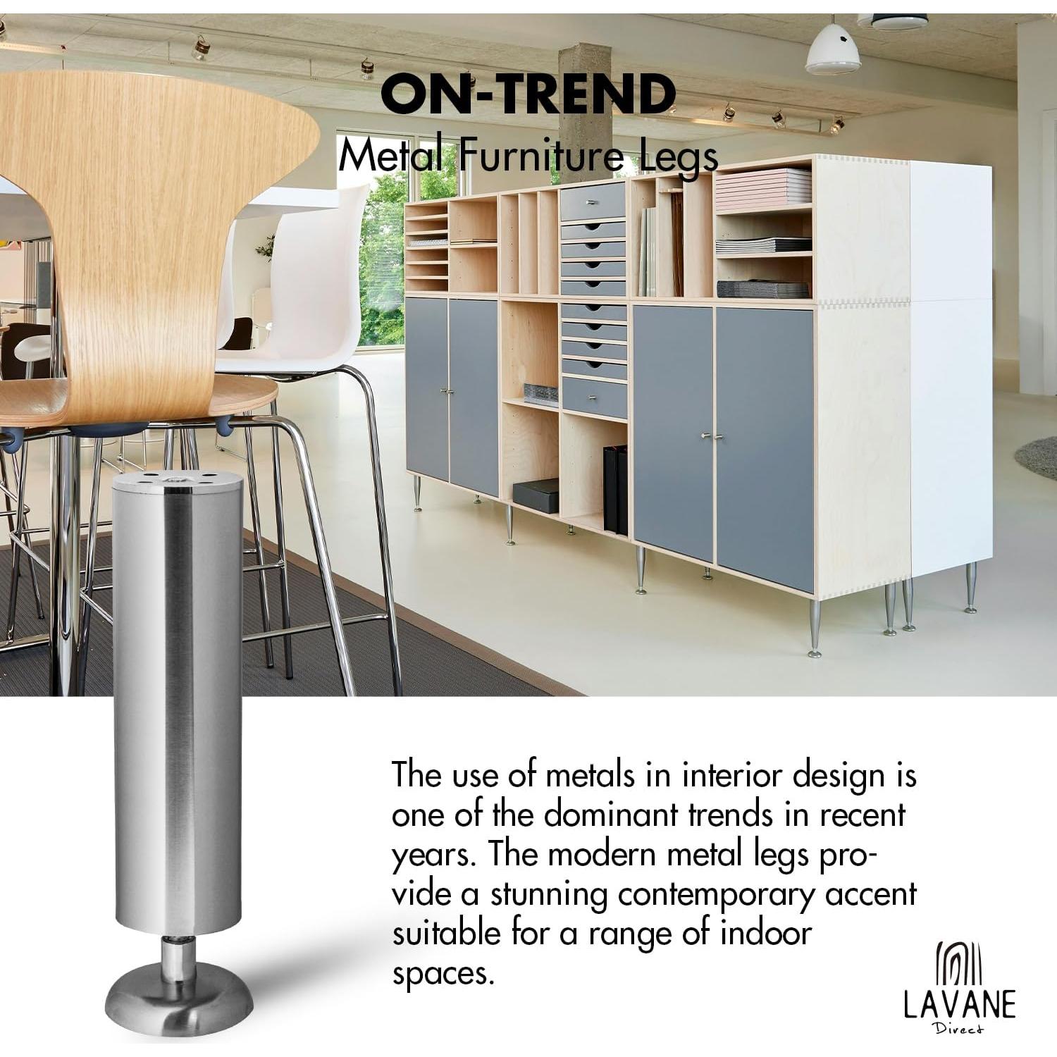 Patas de Muebles de Acero Inoxidable La Vane 20cm - Juego de 4