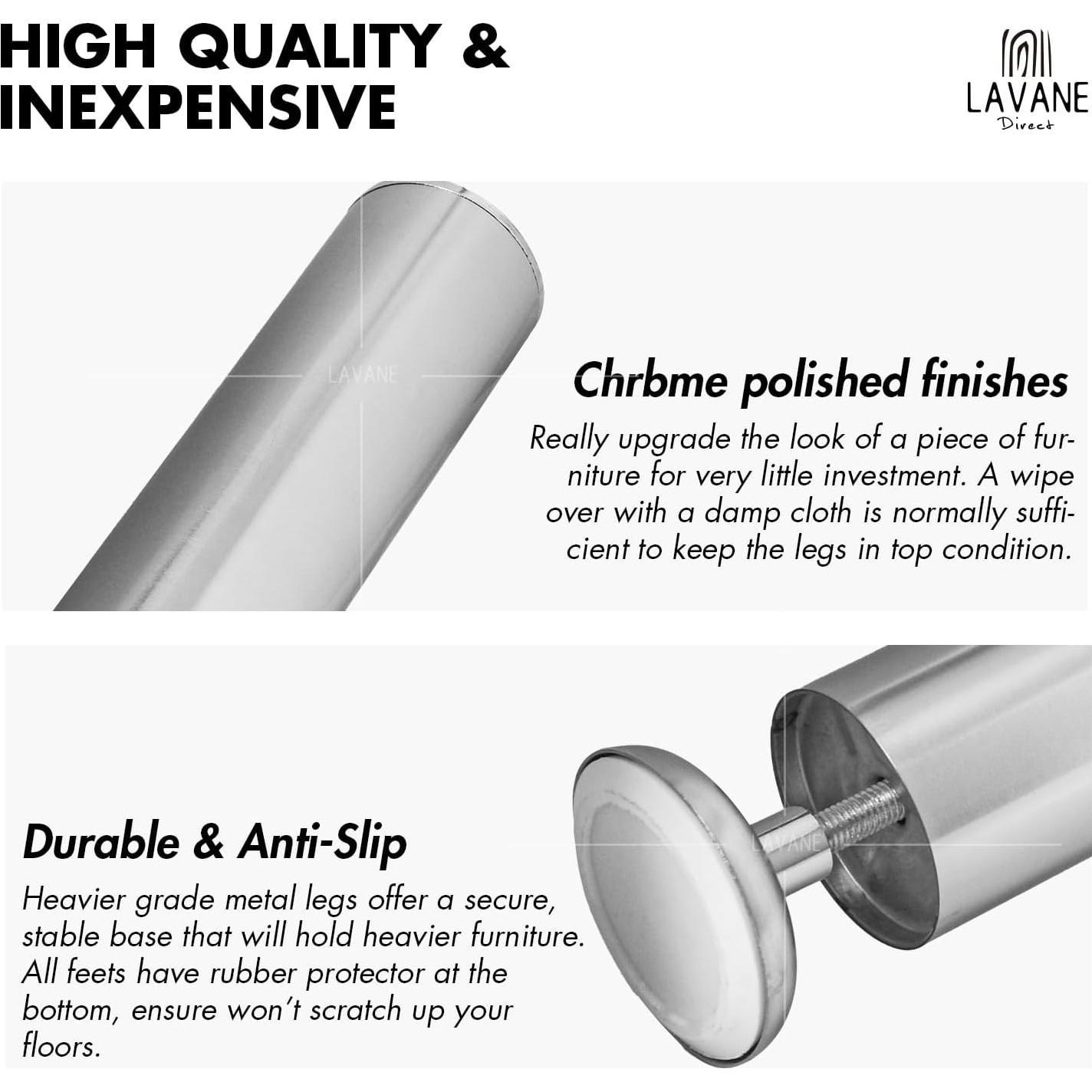 Patas de Muebles de Acero Inoxidable La Vane 20cm - Juego de 4