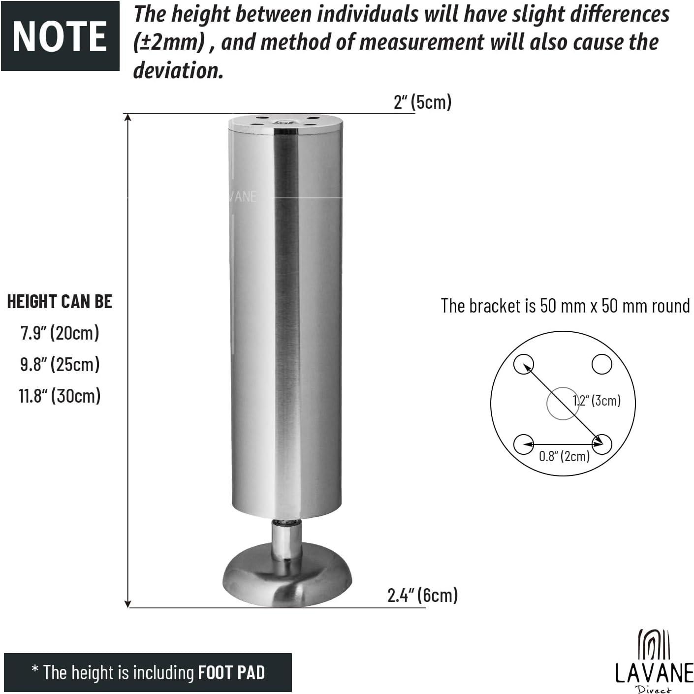 Patas de Muebles de Acero Inoxidable La Vane 20cm - Juego de 4