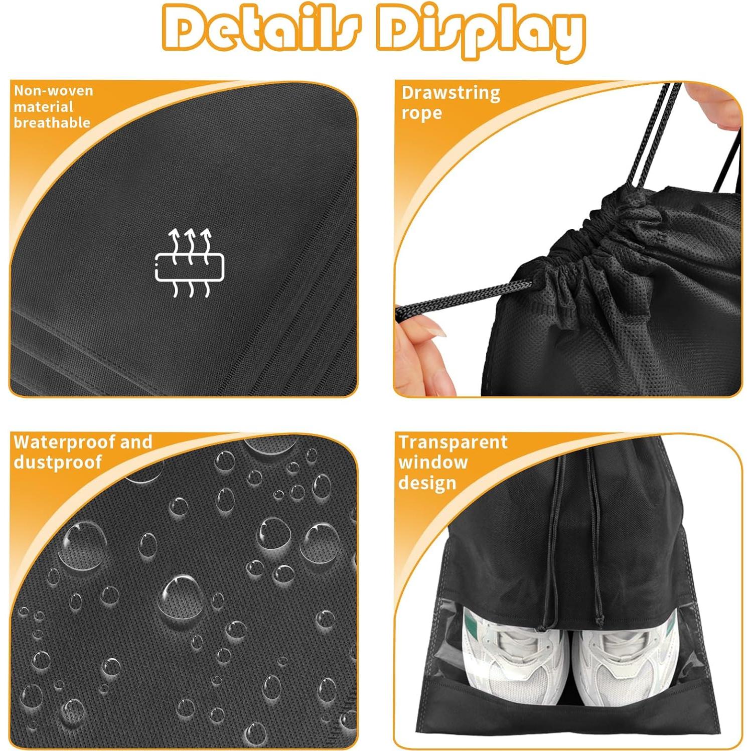 Bolsas de Zapatos de Viaje Negras - 5 Piezas 32x44 cm