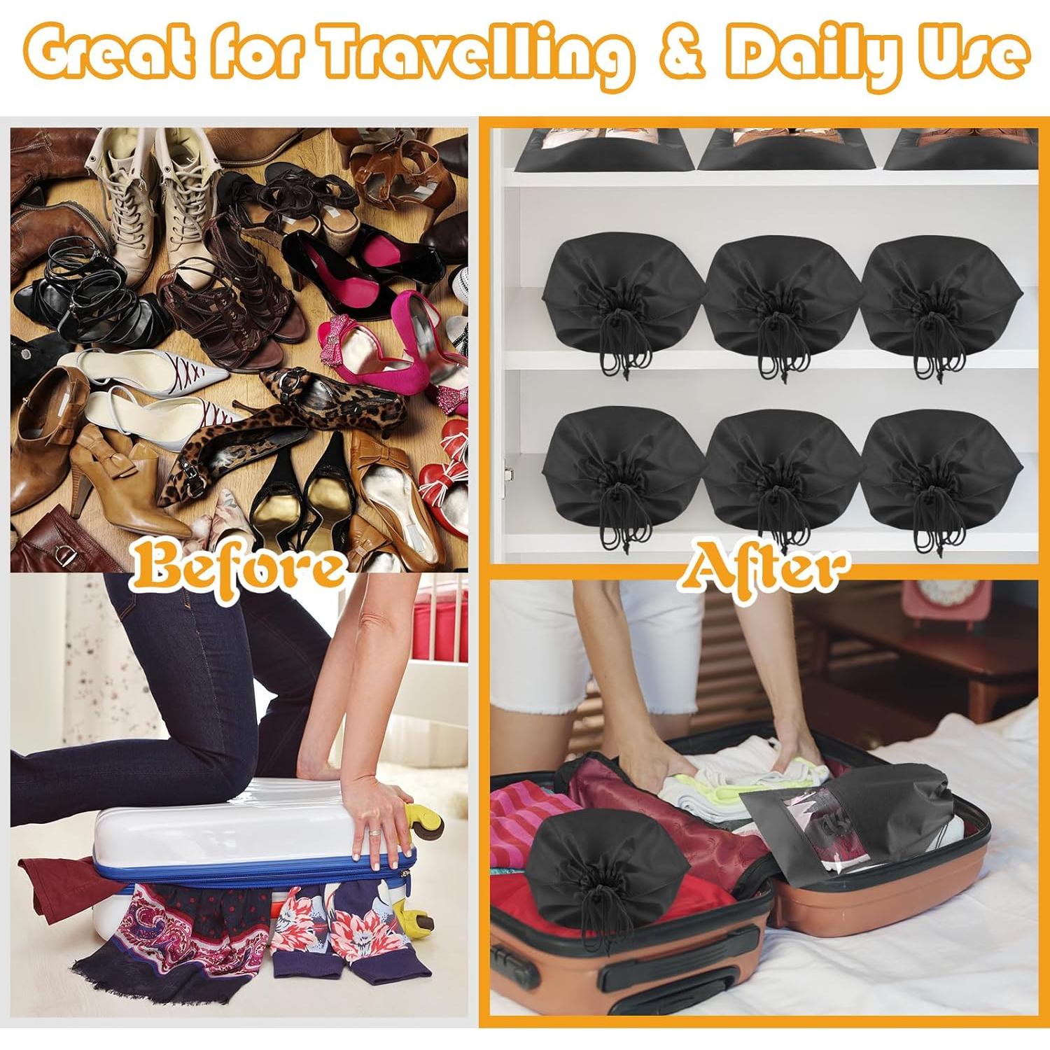 Bolsas de Zapatos de Viaje Negras - 5 Piezas 32x44 cm