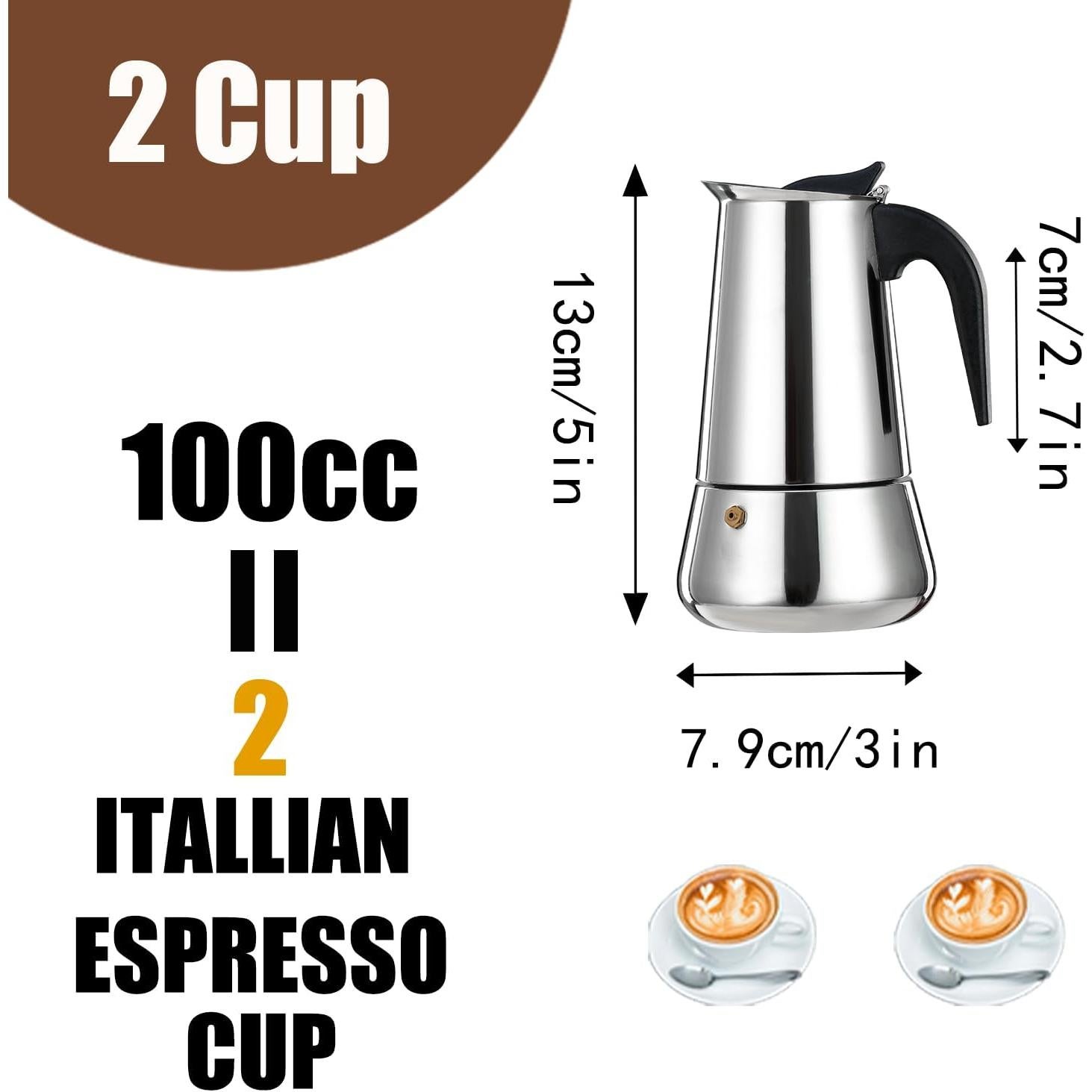 Cafetera Espresso DITOSH 2 Tazas Acero Inoxidable 100ml
