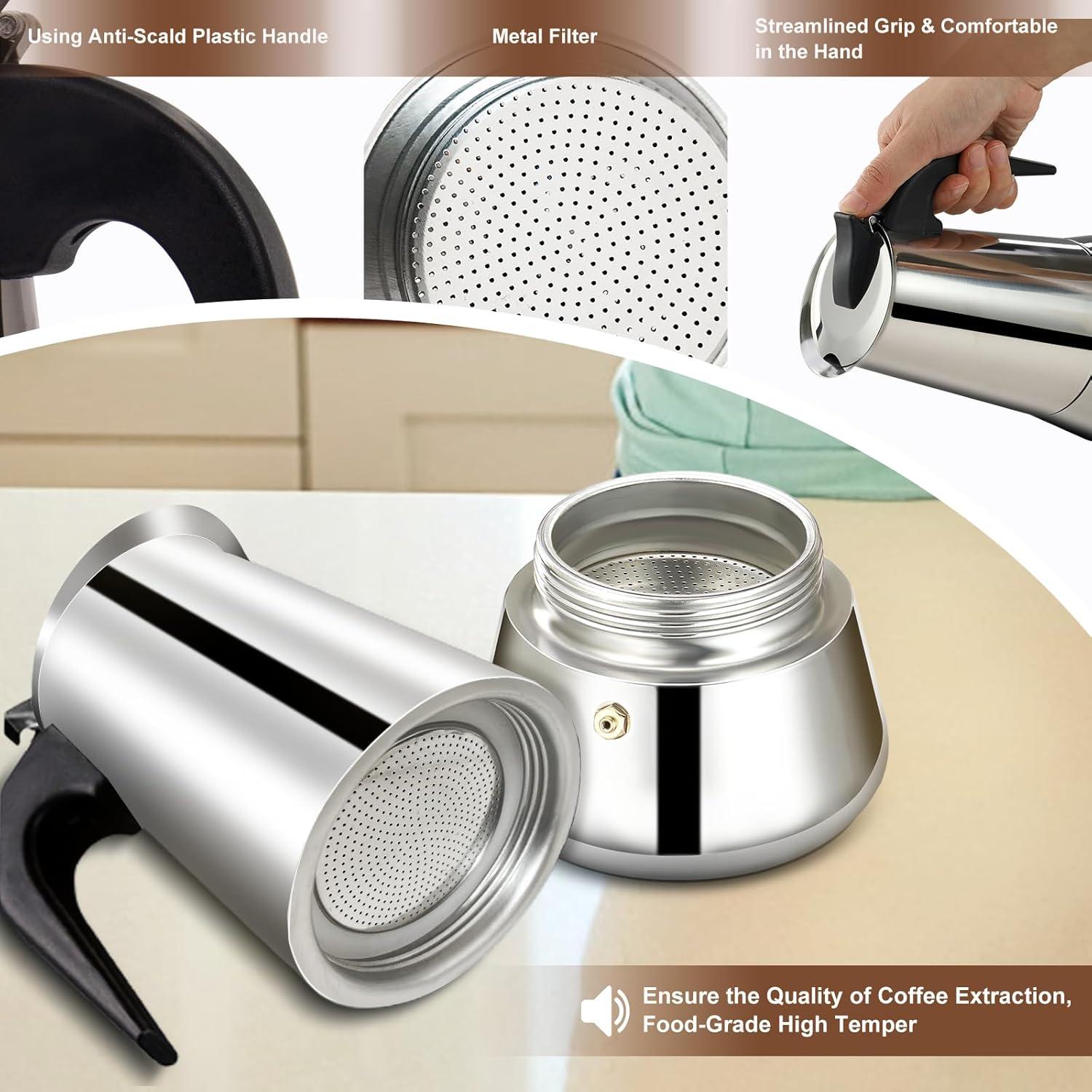 Cafetera Espresso DITOSH 2 Tazas Acero Inoxidable 100ml