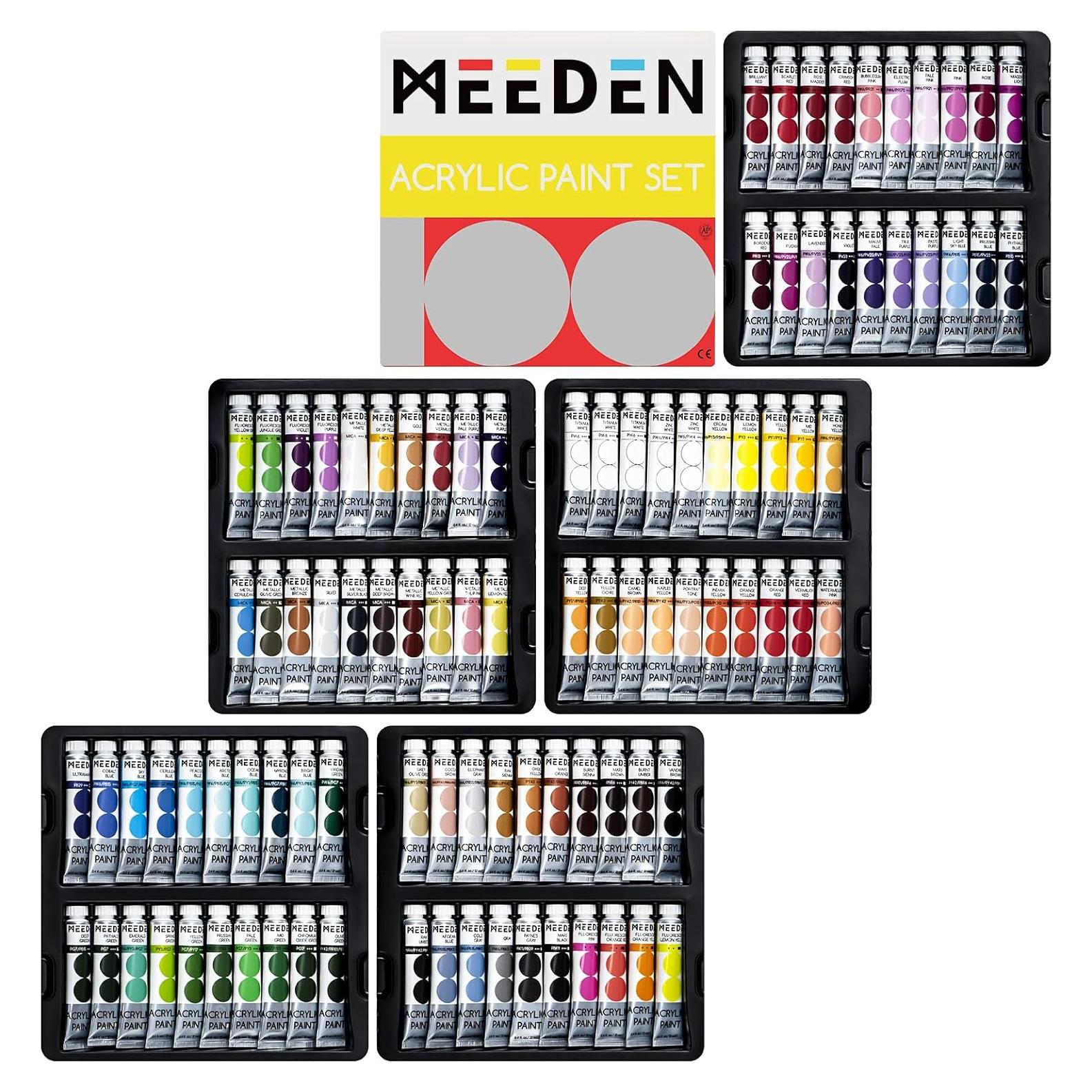 Juego de Pintura Acrílica MEEDEN 100 Colores No Tóxicos 1200ml