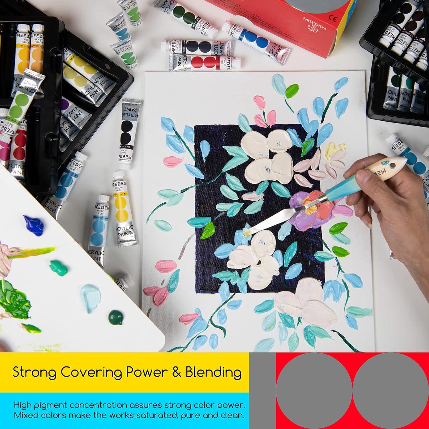 Juego de Pintura Acrílica MEEDEN 100 Colores No Tóxicos 1200ml