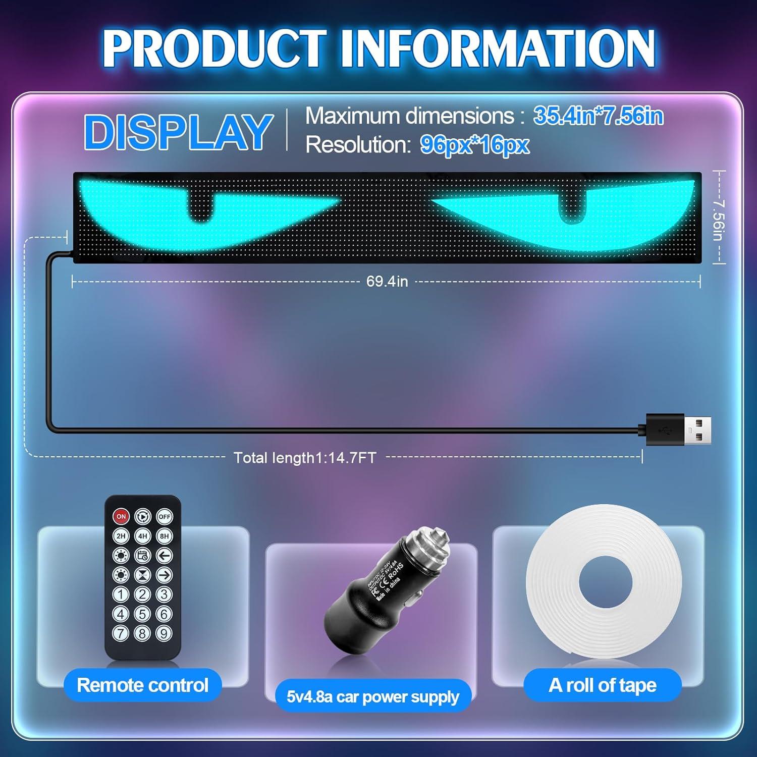 Barra de Luz LED CRILEAL 35.4x7.56" RGB con Control Bluetooth