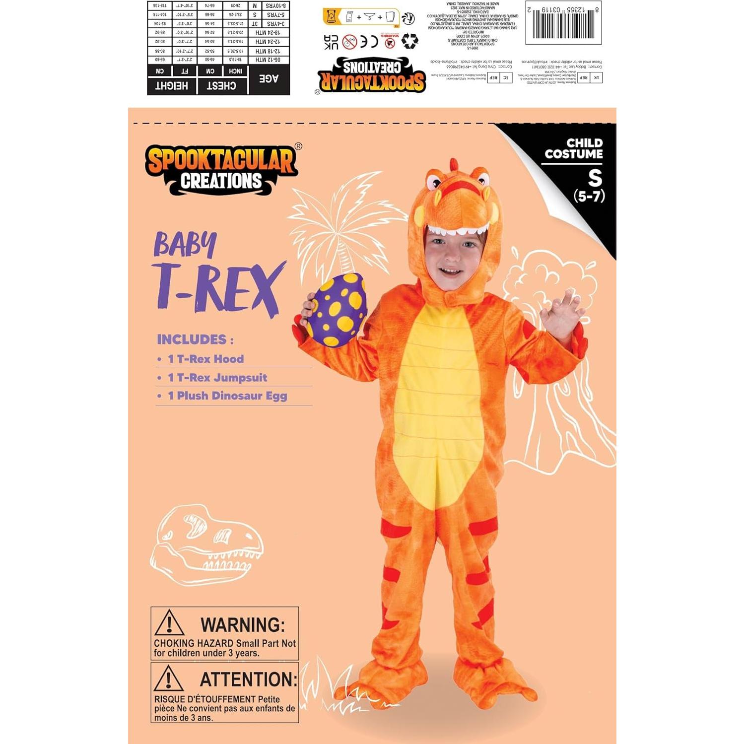Disfraz de Dinosaurio T-Rex Spooktacular para Niños 3-10 Años