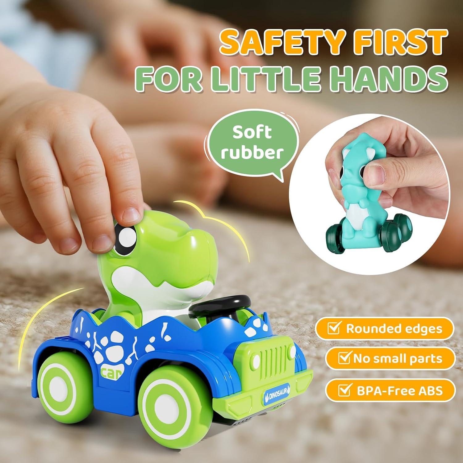 ALASOU Juguetes de Coche de Dinosaurio 10 Piezas con Alfombrilla