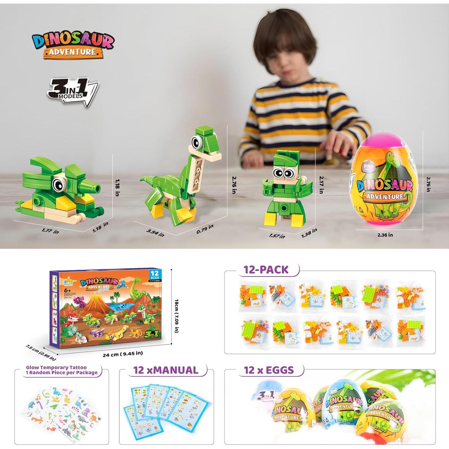 Set de Juguetes de Dinosaurios Wisdom Castle - 12 Huevos Sorpresa