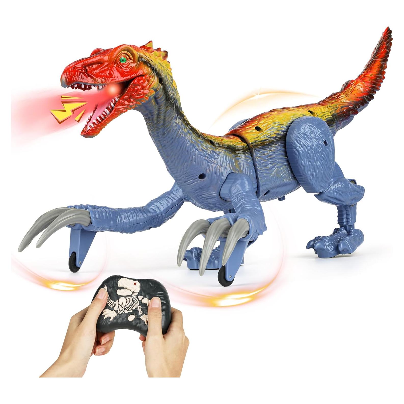 Dinosaurio Control Remoto RC Flybakiz Azul con Spray y Luz
