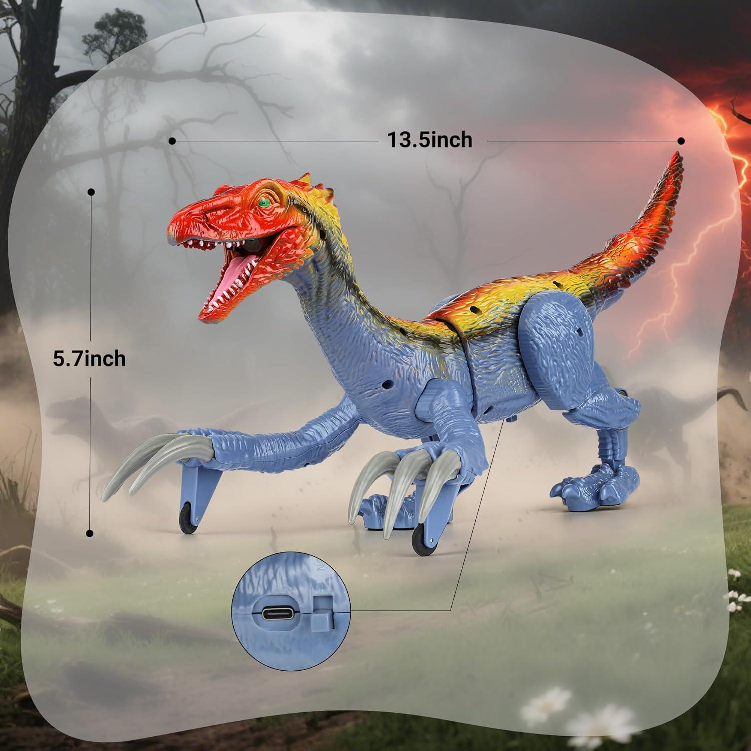 Dinosaurio Control Remoto RC Flybakiz Azul con Spray y Luz