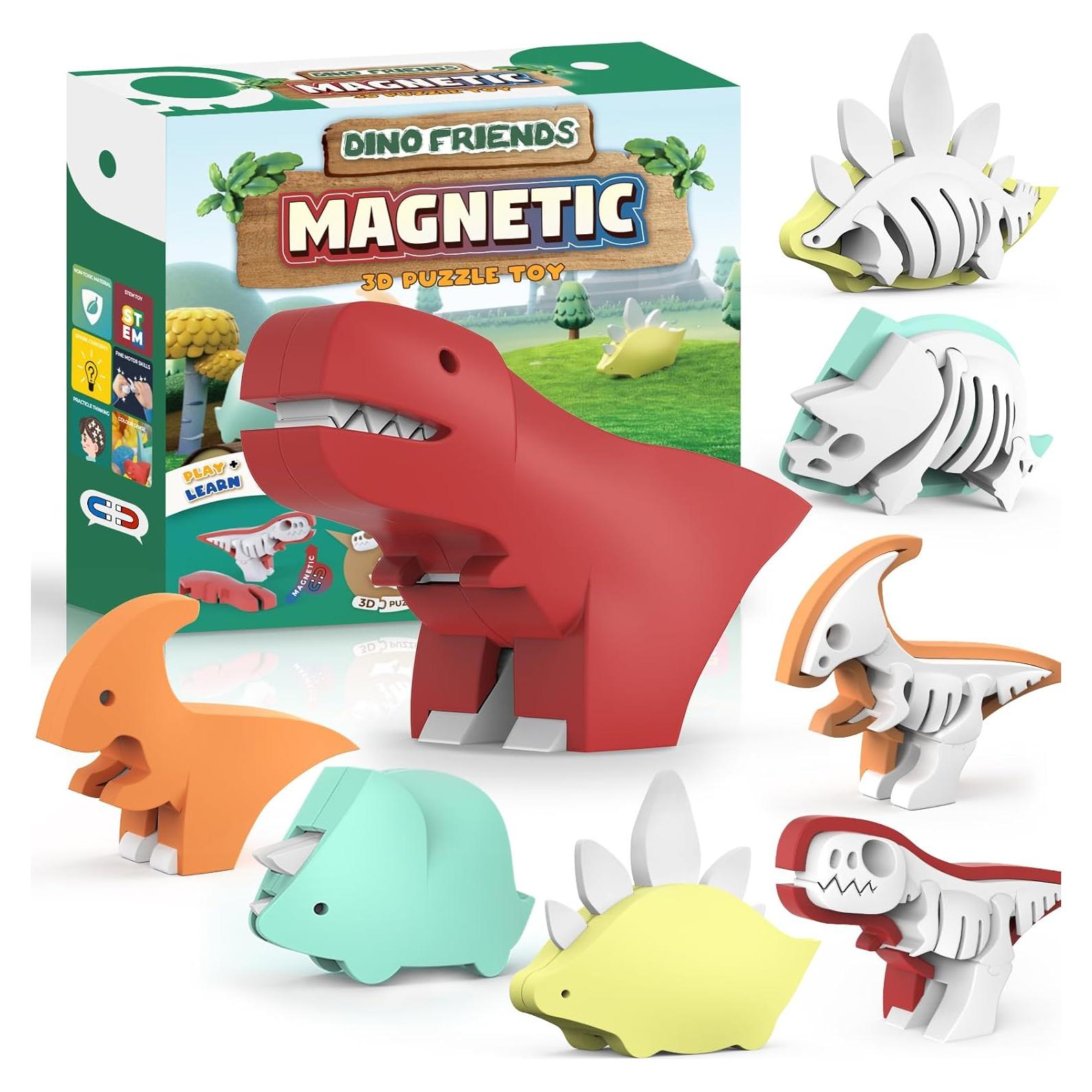 Juguetes Magnéticos de Dinosaurios 3D - Aprendizaje STEM