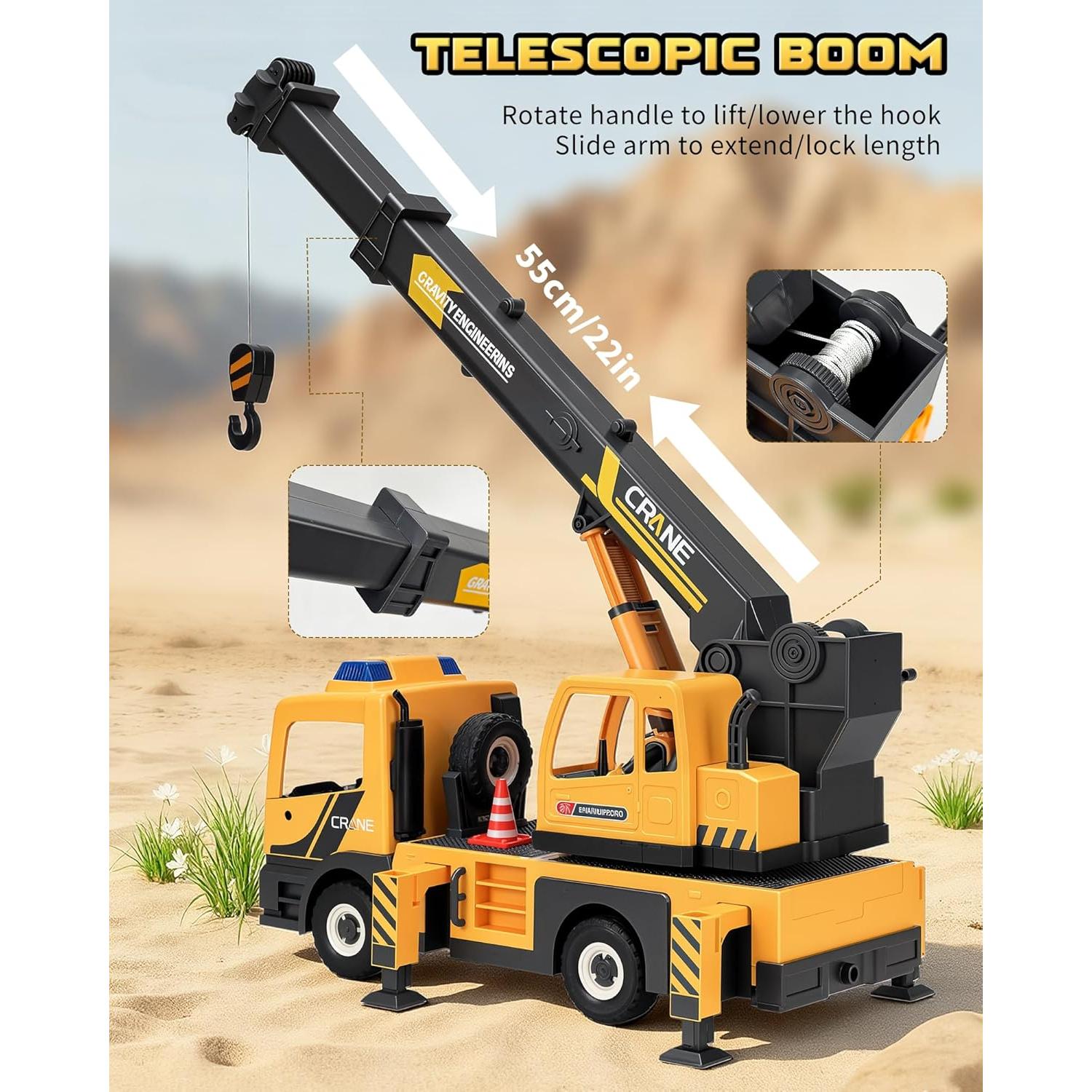 Camión Grúa Grande Coroiesty con Brazo Extensible y Sonidos