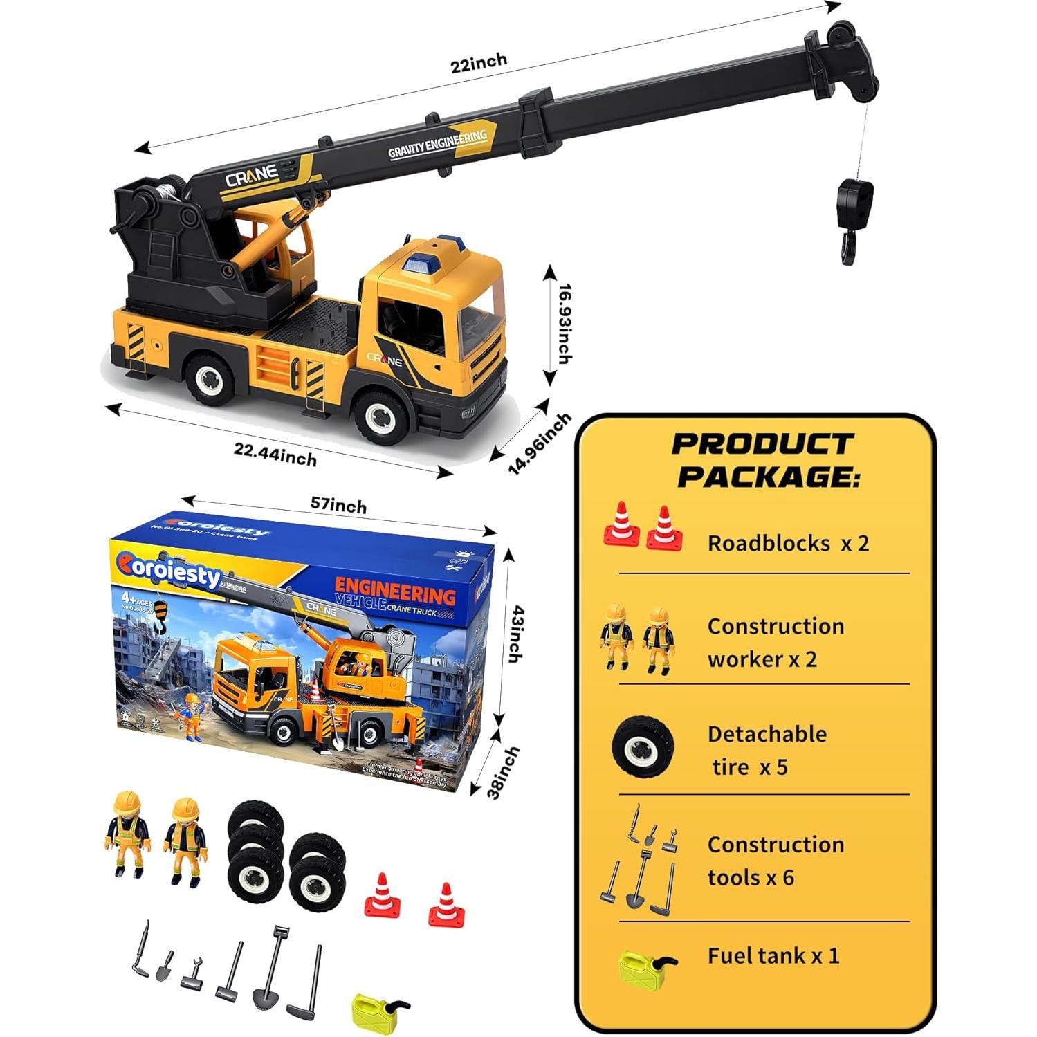 Camión Grúa Grande Coroiesty con Brazo Extensible y Sonidos