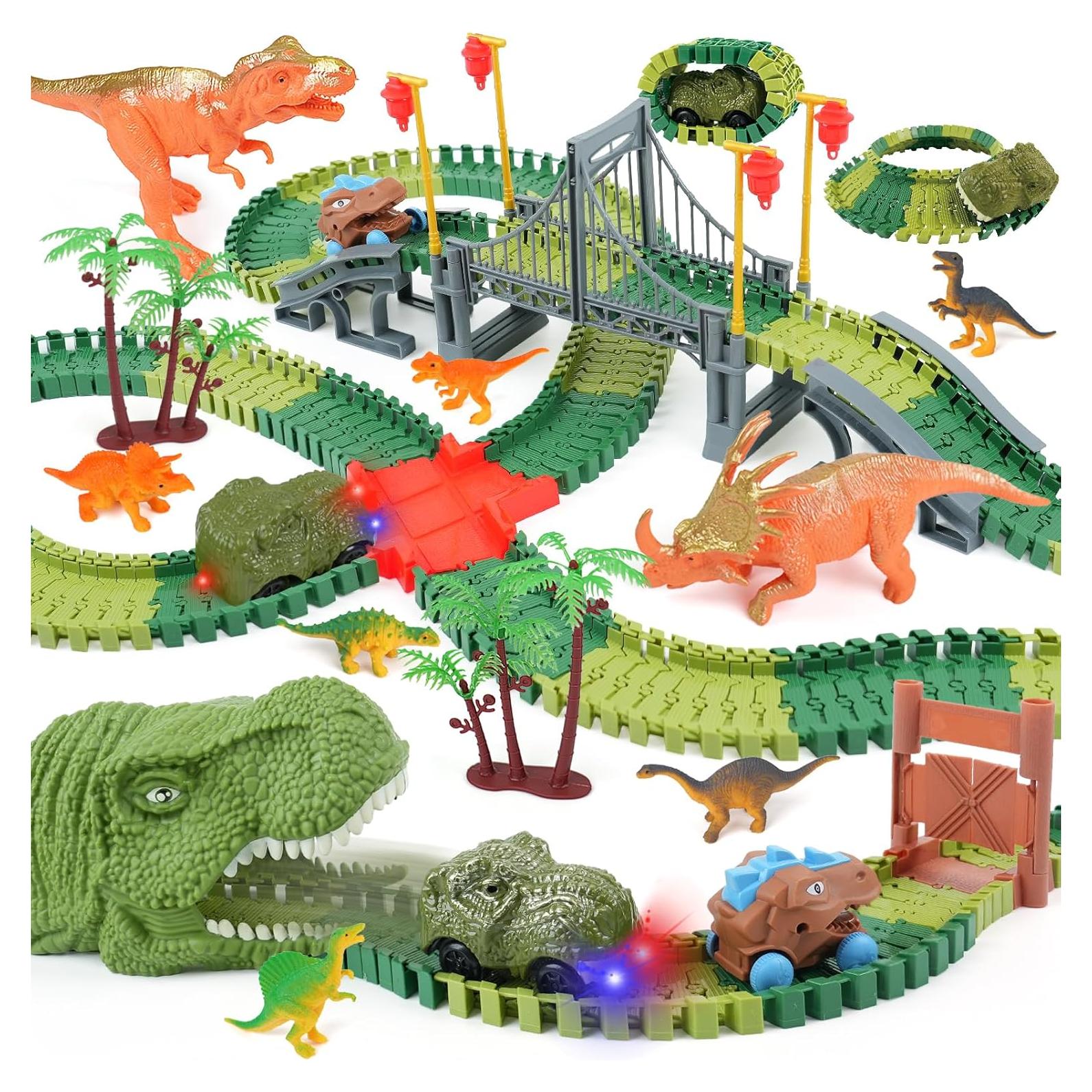 Set de Pista de Dinosaurios ToyFuntasy - 255 Piezas Verde