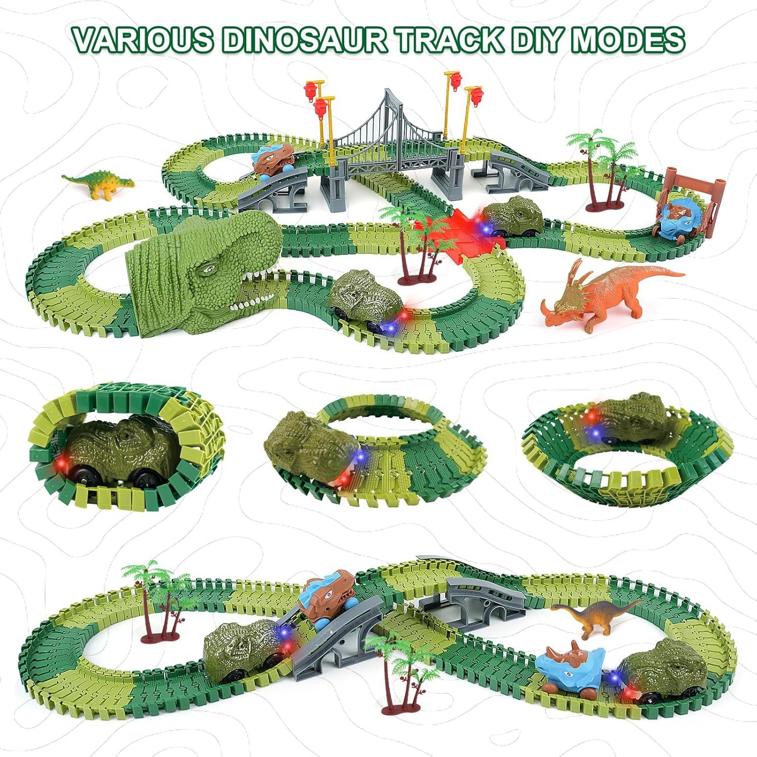 Set de Pista de Dinosaurios ToyFuntasy - 255 Piezas Verde
