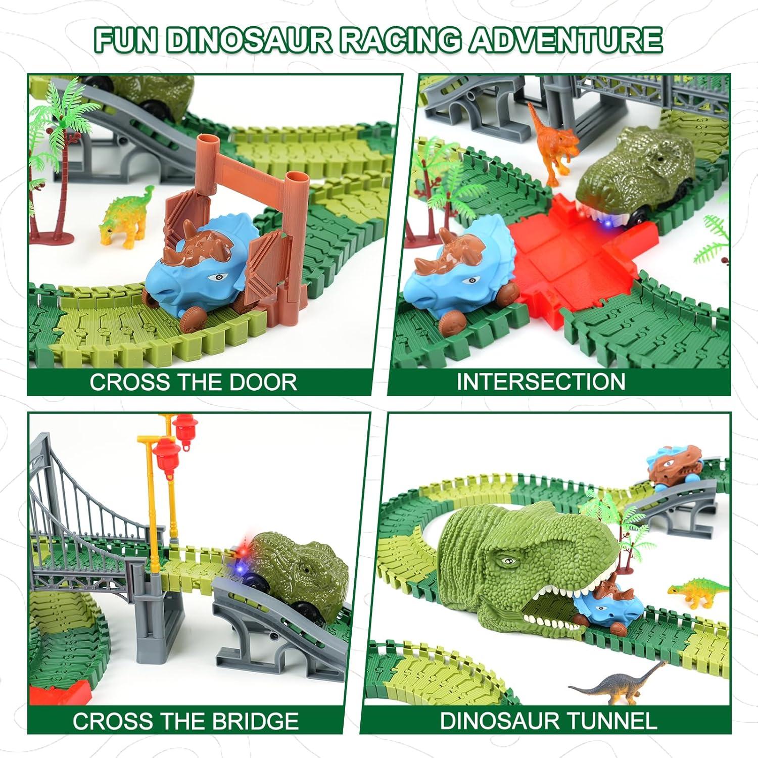 Set de Pista de Dinosaurios ToyFuntasy - 255 Piezas Verde