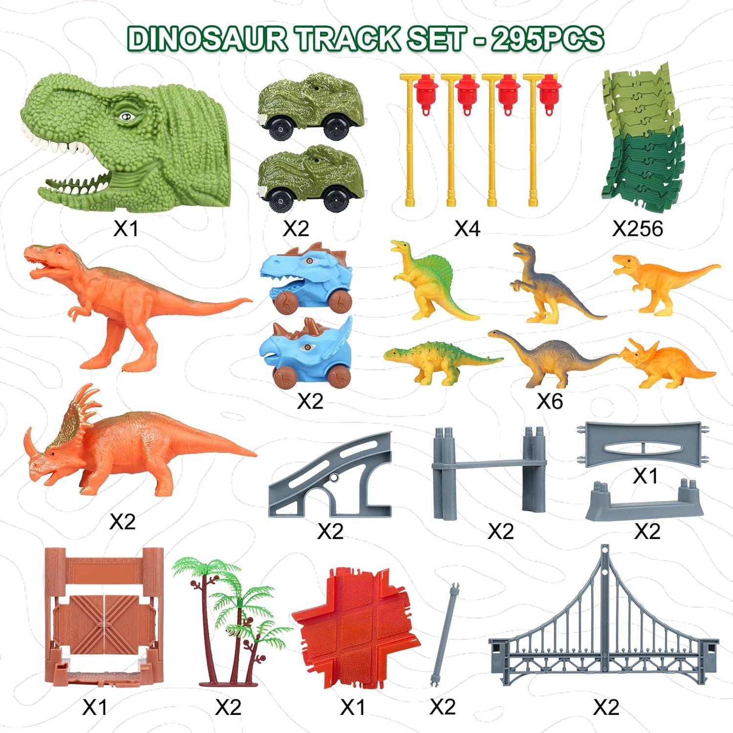 Set de Pista de Dinosaurios ToyFuntasy - 255 Piezas Verde