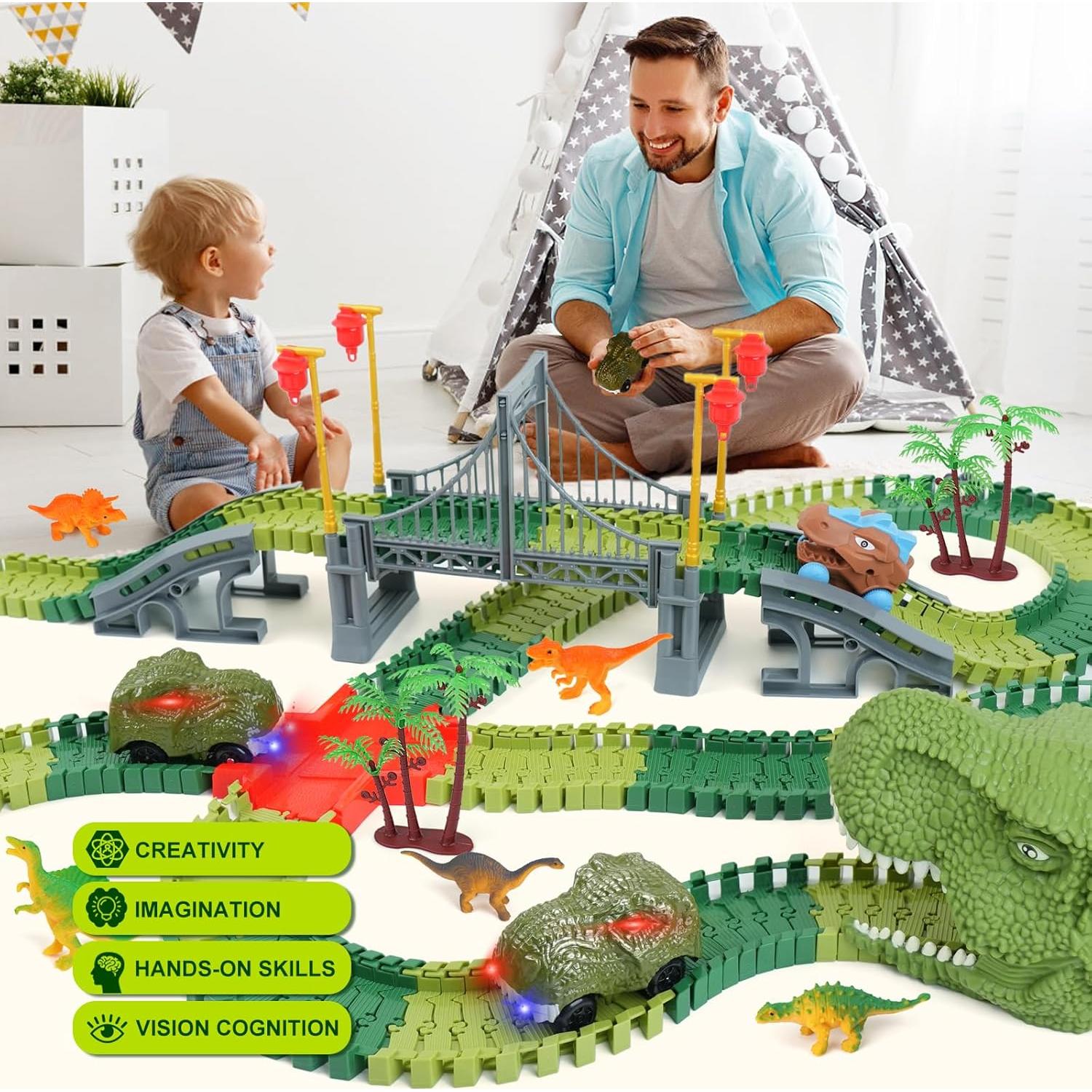 Set de Pista de Dinosaurios ToyFuntasy - 255 Piezas Verde