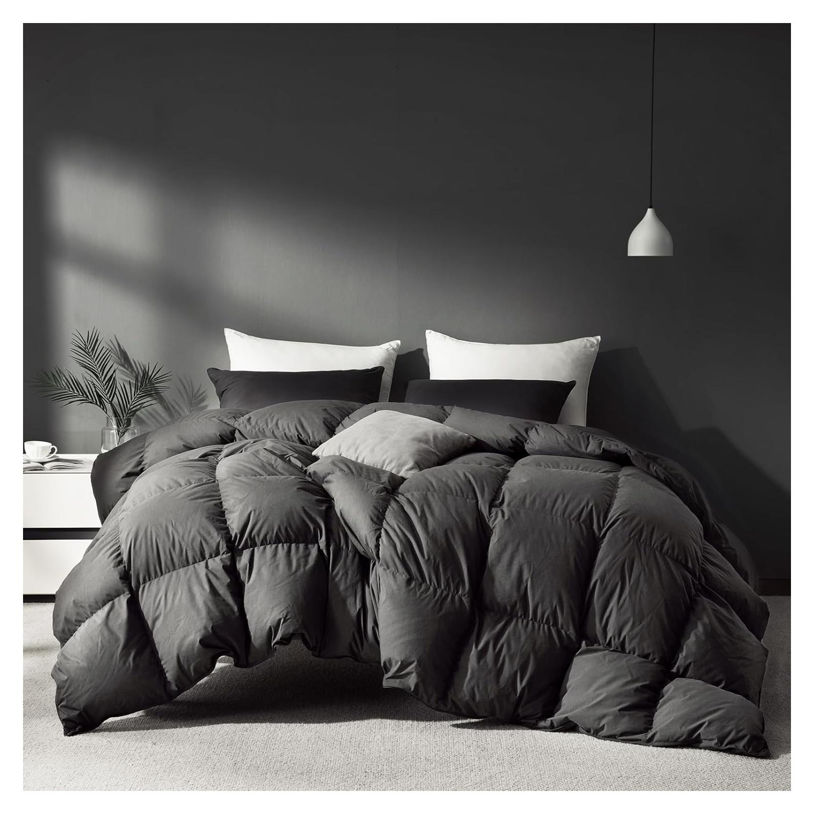 Edredón de Plumas de Ganso Saisier Individual 173x229 cm Gris