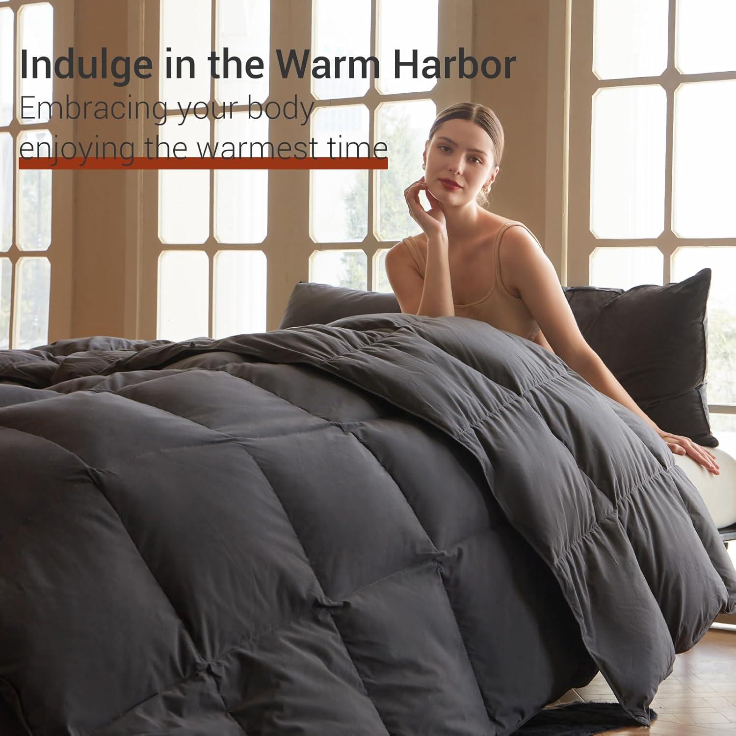 Edredón de Plumas de Ganso Saisier Individual 173x229 cm Gris