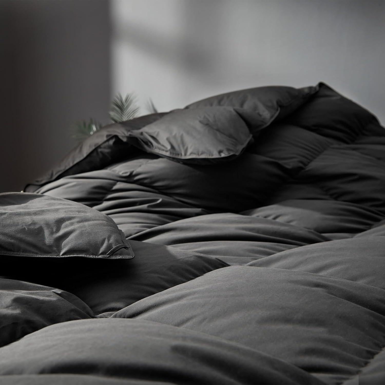 Edredón de Plumas de Ganso Saisier Individual 173x229 cm Gris